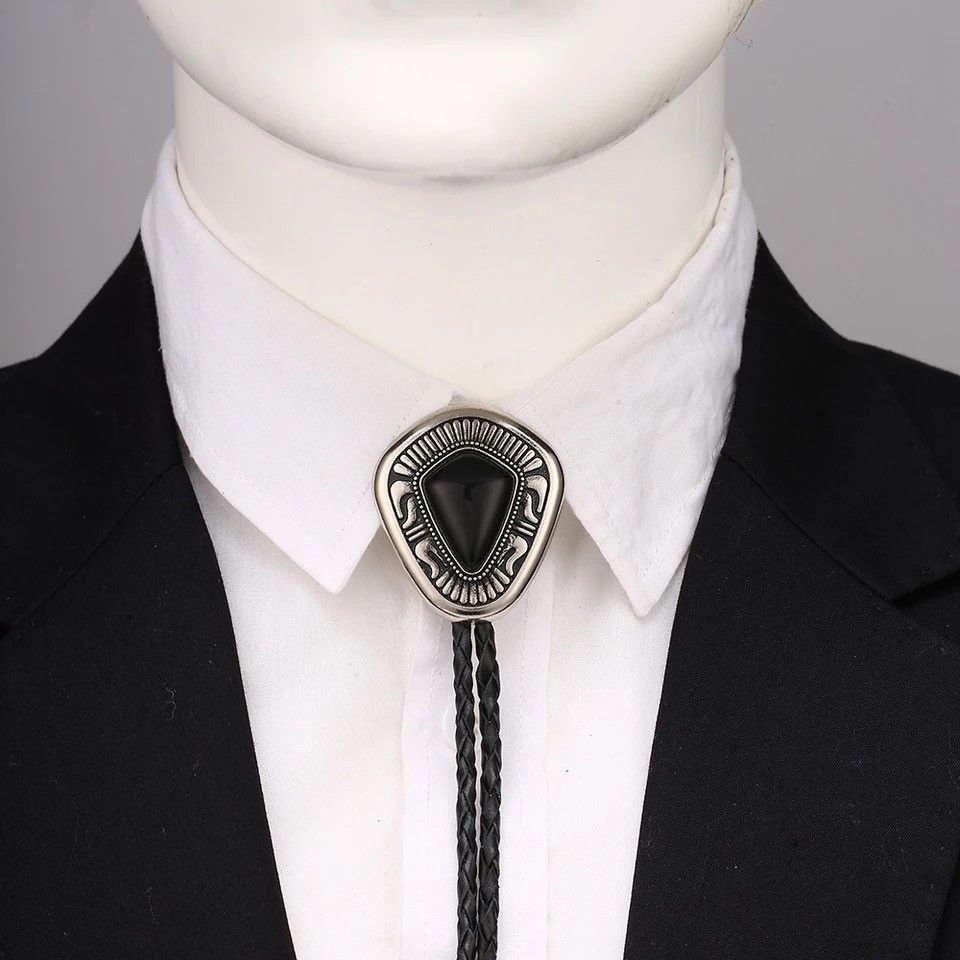 Vintage Natural Turquoise Water Drop Diamond Shape Rope Bolo Tie Size ONE SIZE - 1 Thumbnail
