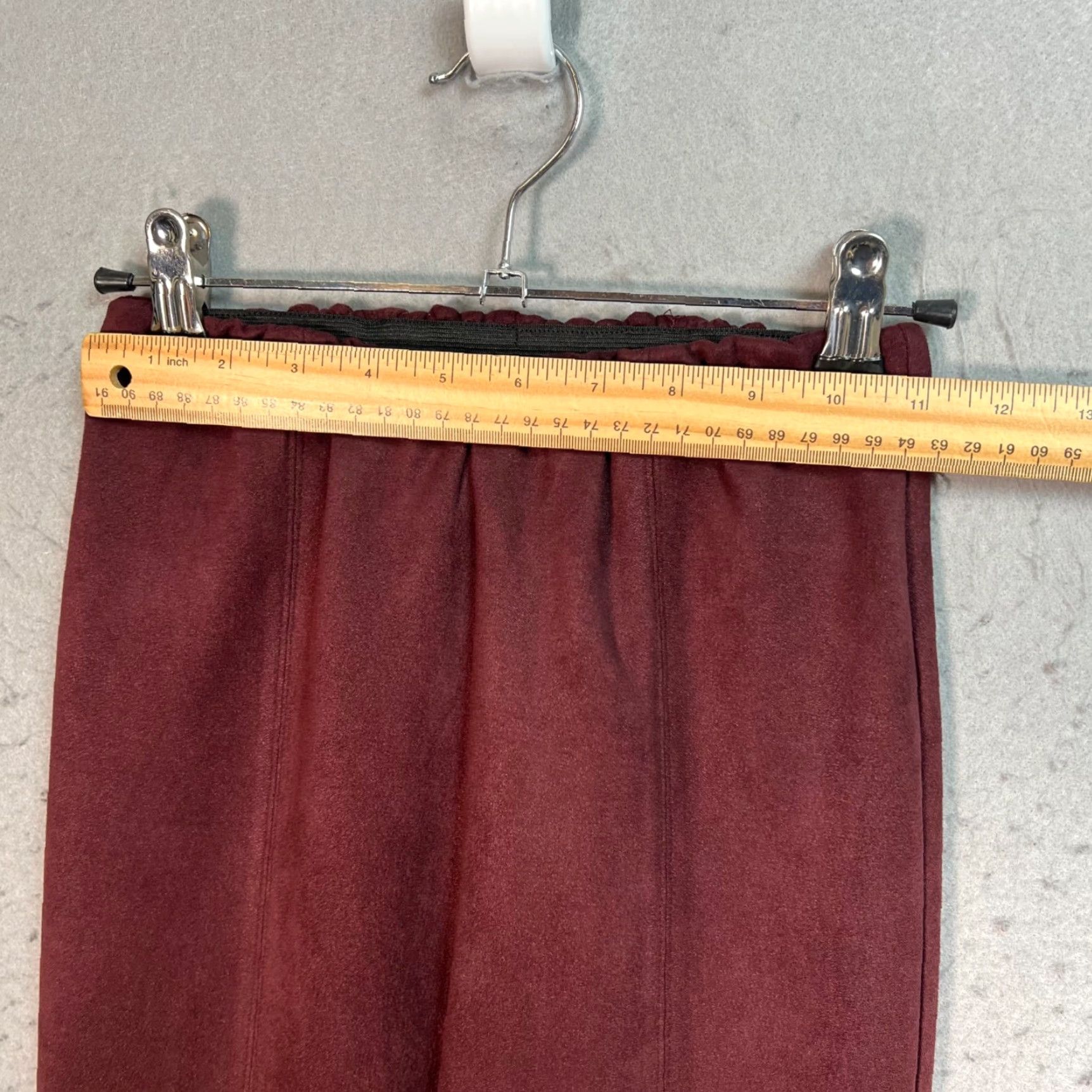 AVEC LES FILLES Avec Les Filles Womens XS Burgundy Faux Suede Textured Stretch Pants Size 26" / US 2 / IT 38 - 5 Thumbnail