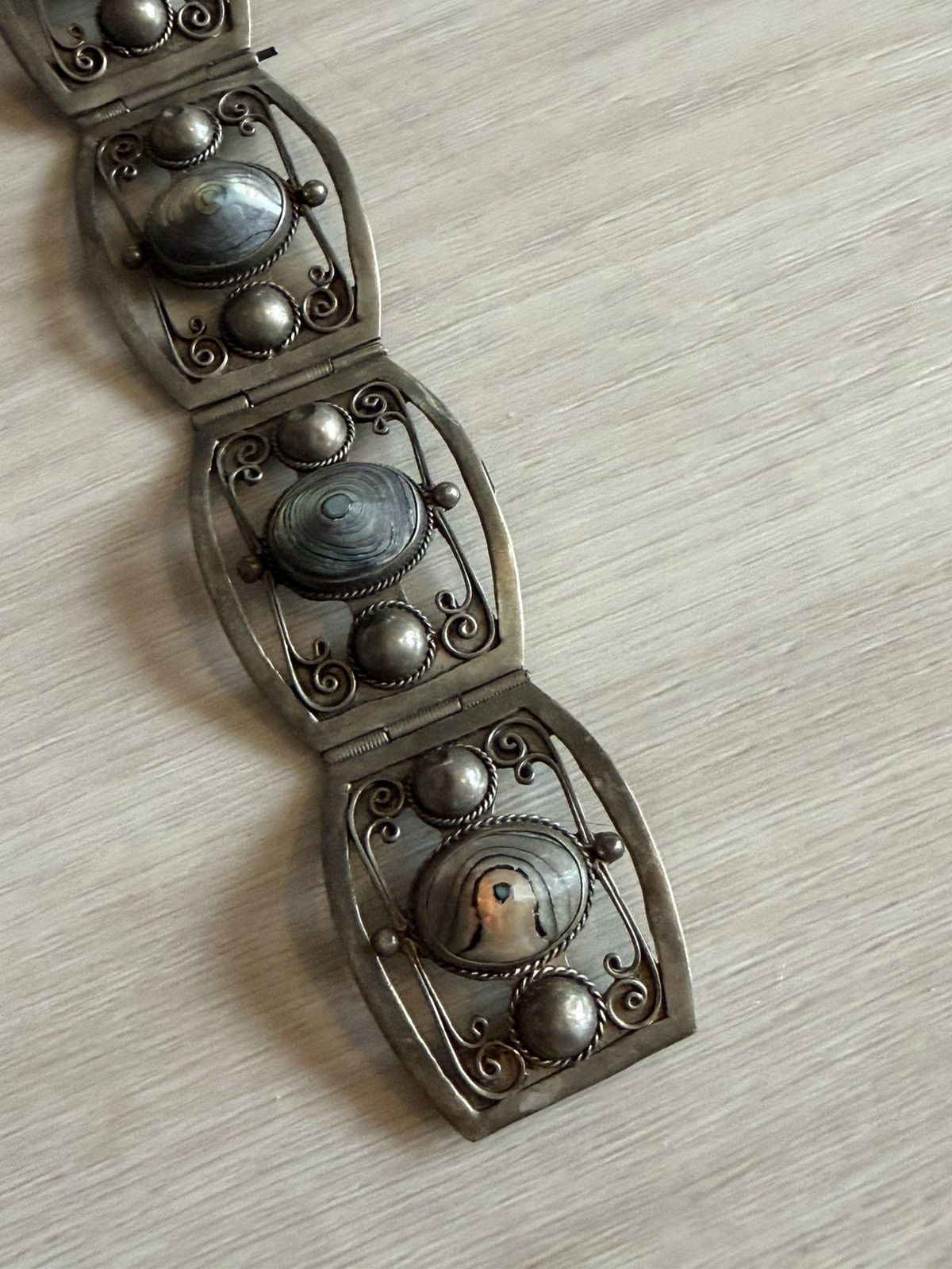 Vintage Vintage Taxco Mexico Sterling Silver Bracelet Abalone Panel Size ONE SIZE - 9 Thumbnail