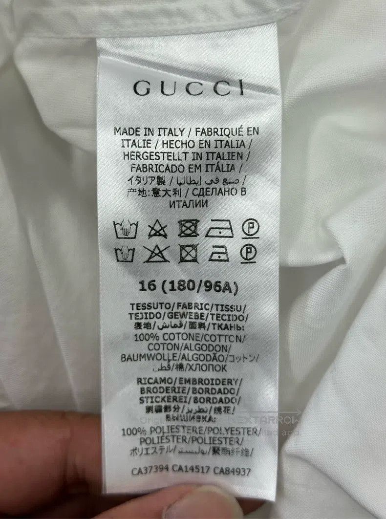 Gucci Gucci Size16 White embroidered letter logo shirt Size US M / EU 48-50 / 2 - 4 Thumbnail