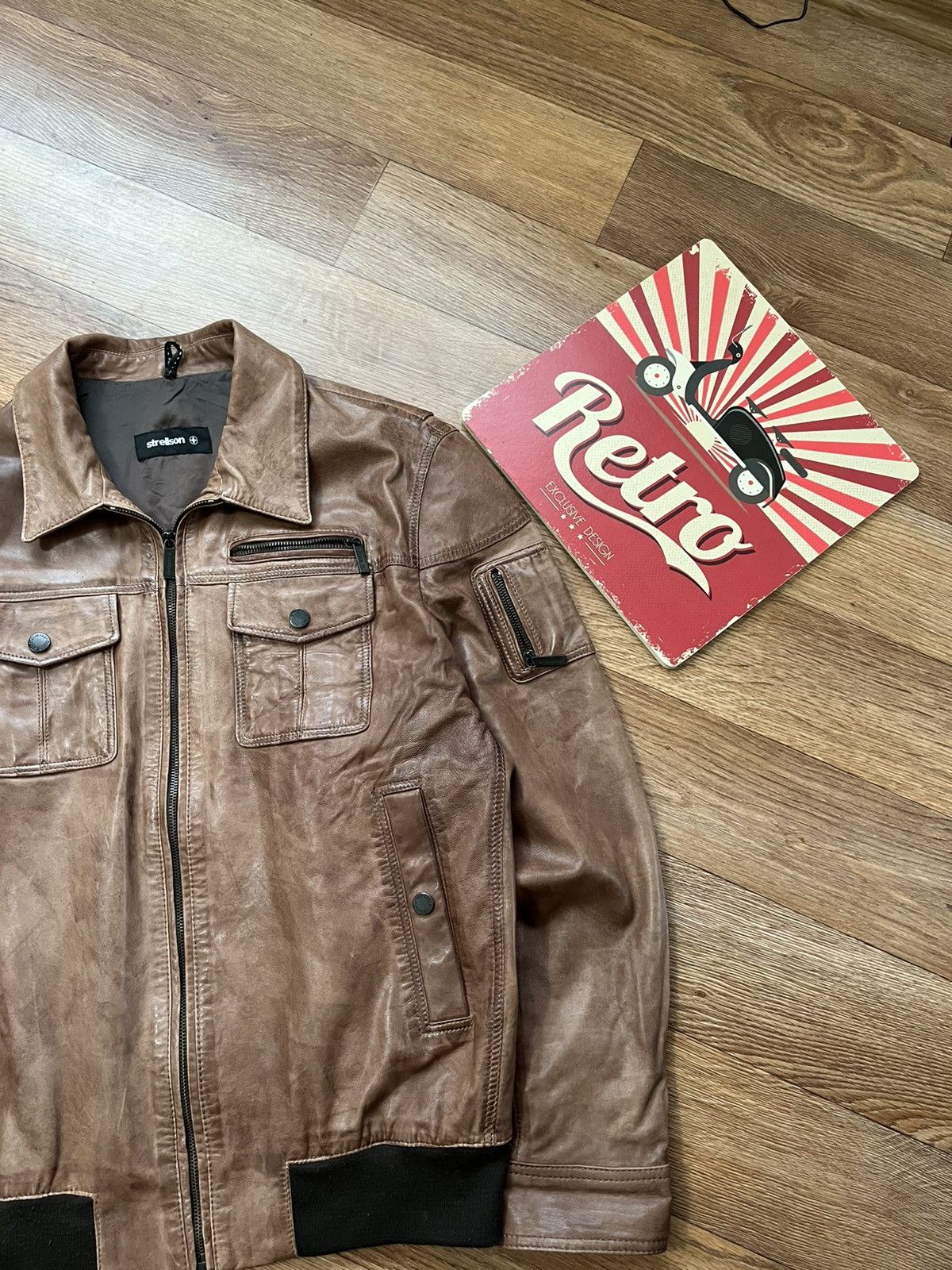 Strellson Vintage Strellson Leather Genuine Jacket Bomber Size US L / EU 52-54 / 3 - 3 Thumbnail