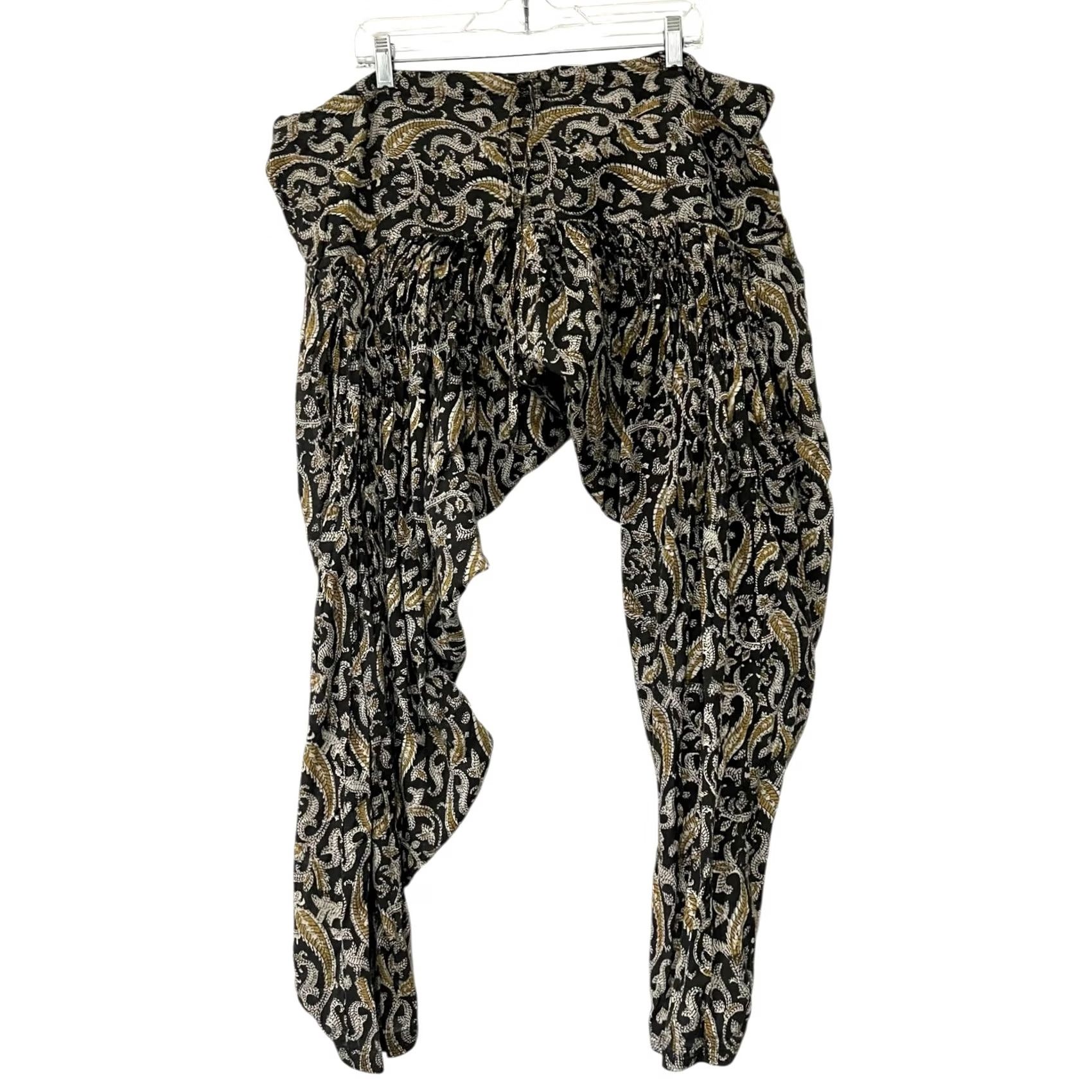 HARE Fabindia Women’s Harem Pants Cotton Printed Kalamkari Salwar Yoga Drawstring M Size 32" / US 10 / IT 46 - 3 Thumbnail