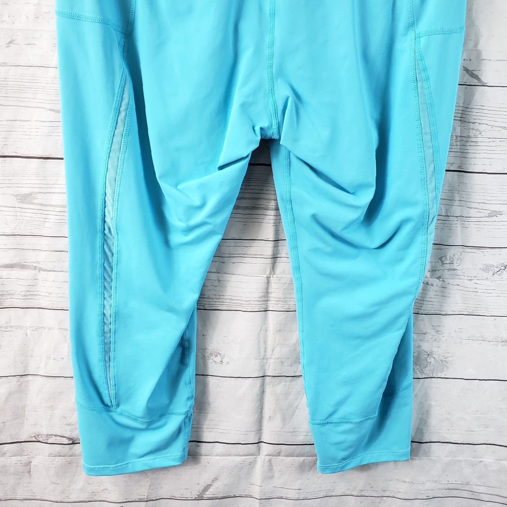Vintage Zyia Womens Cropped Leggings Sz 8-10 Solid Blue High Rise Activewear Legging Womens Size 30" / US 8 / IT 44 - 5 Thumbnail