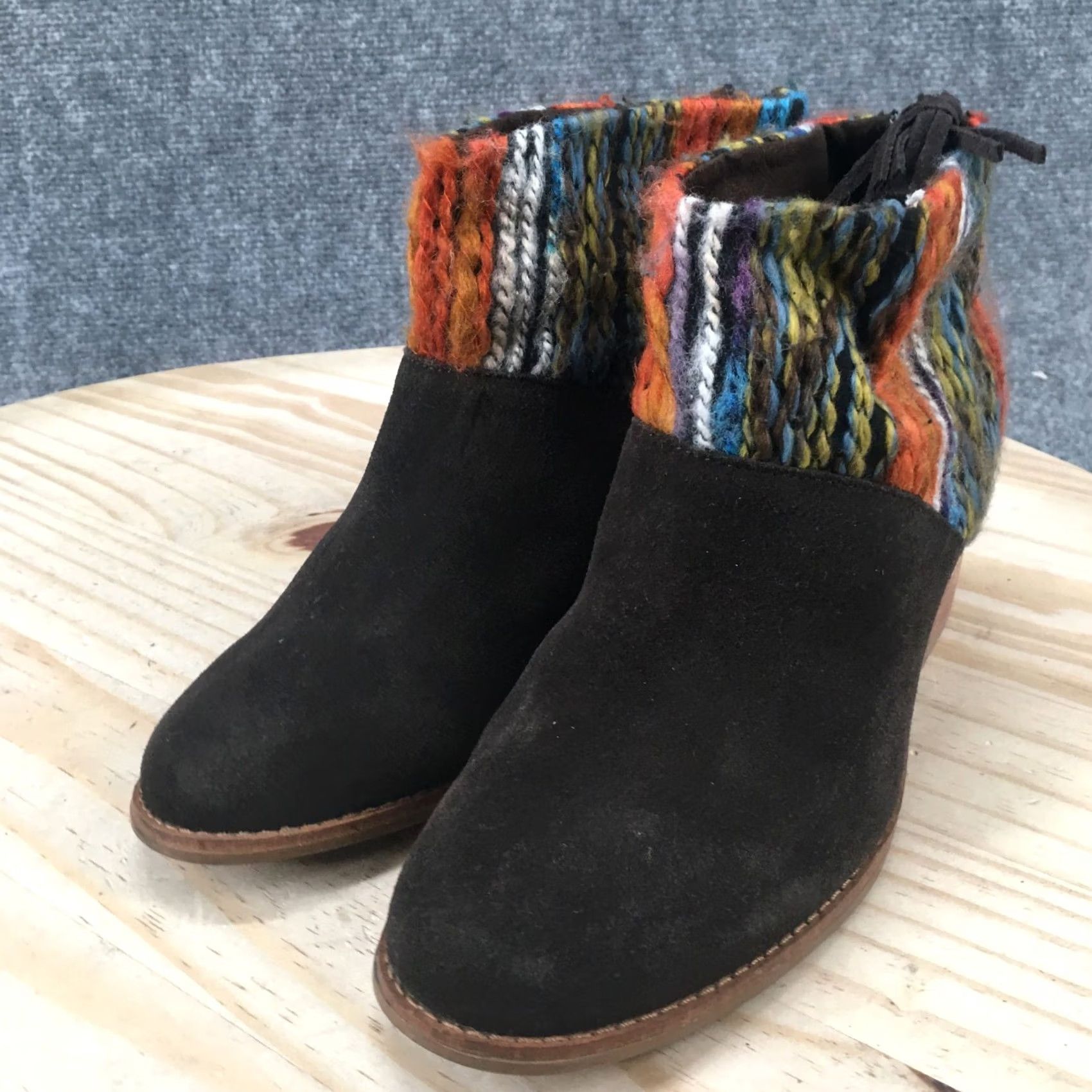 Toms Toms Boots Womens 8 Leila Ankle Booties Brown Suede Tasseled Zip Block Heel Size US 8 / IT 38 - 4 Thumbnail