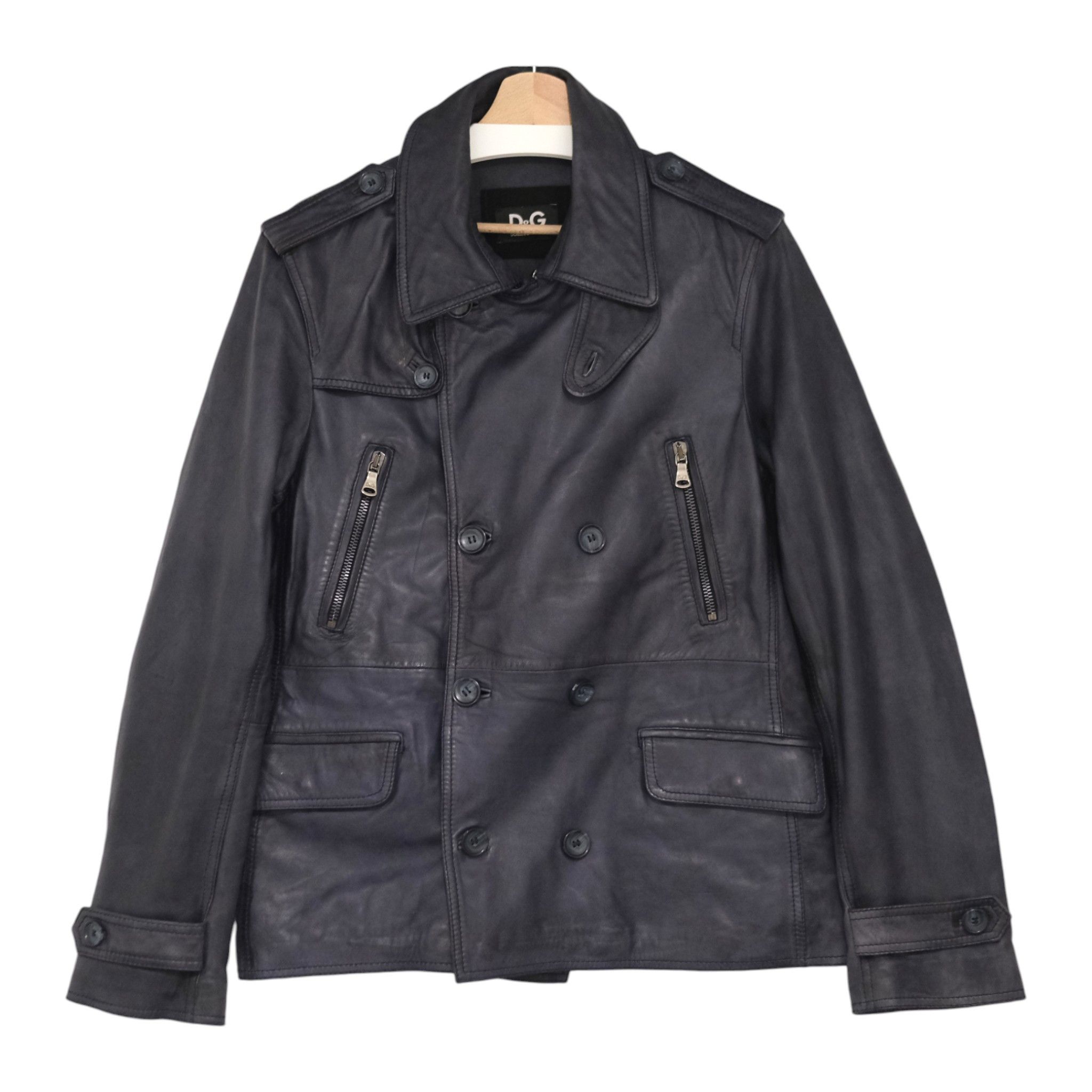 Dolce & Gabbana Lambskin Leather Double Breasted Short Coat Size US L / EU 52-54 / 3 - 1 Thumbnail