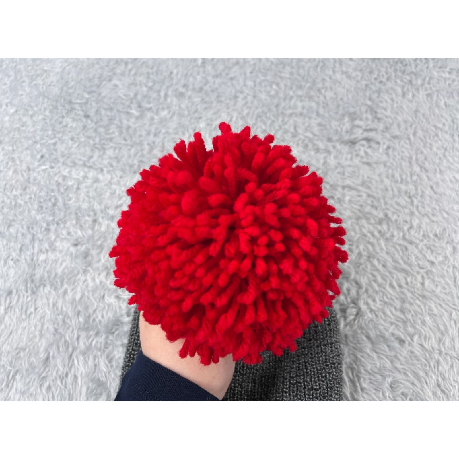 Doublet VINTAGE Beanie Toque Adult One Size Gray Red Double Knit 100% Acrylic Pom Outdoors Size ONE SIZE - 3 Thumbnail