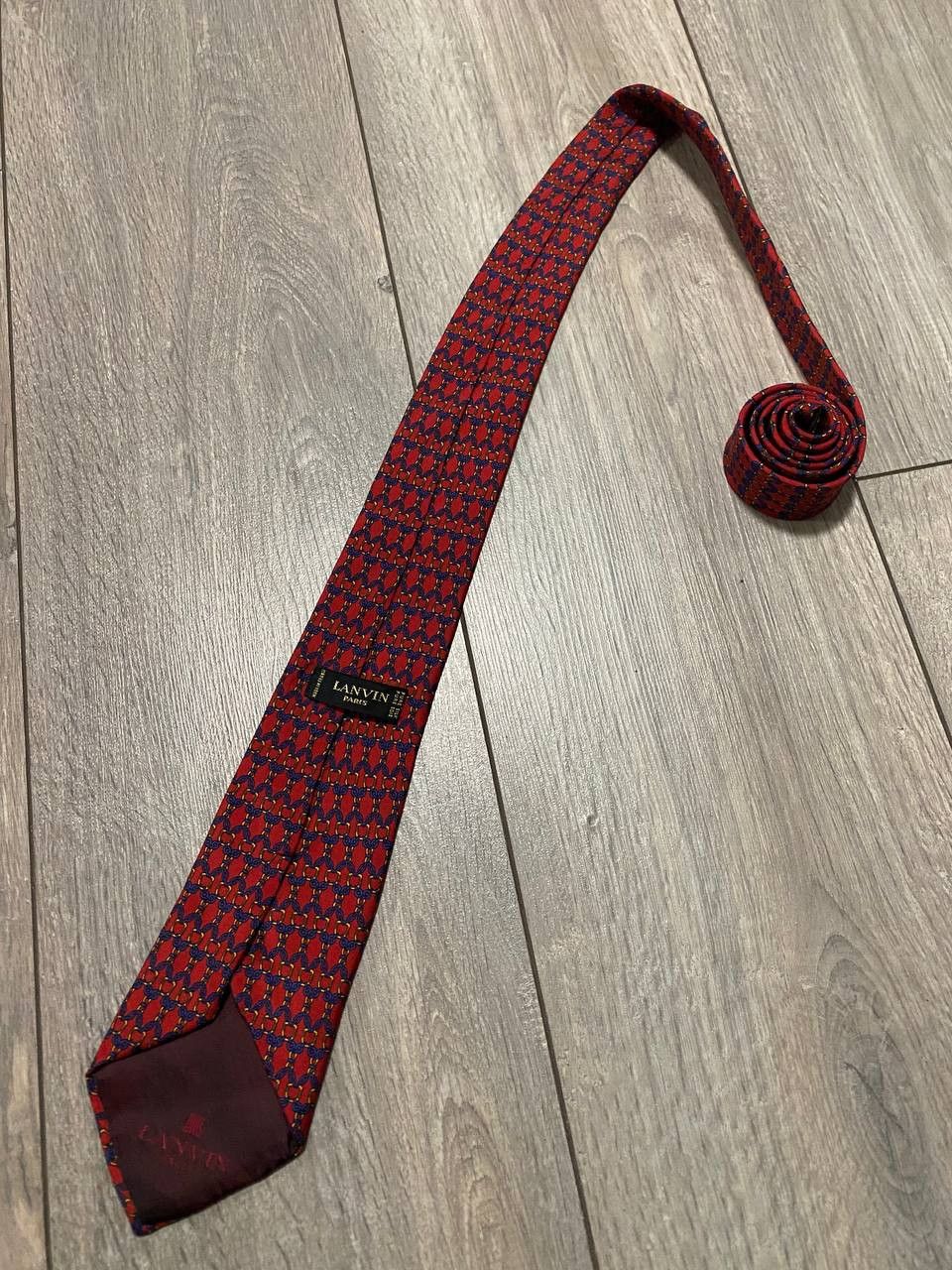 Lanvin Lanvin Paris Red Silk Pattern Tie Vintage Сhains Y2K Size ONE SIZE - 2 Thumbnail