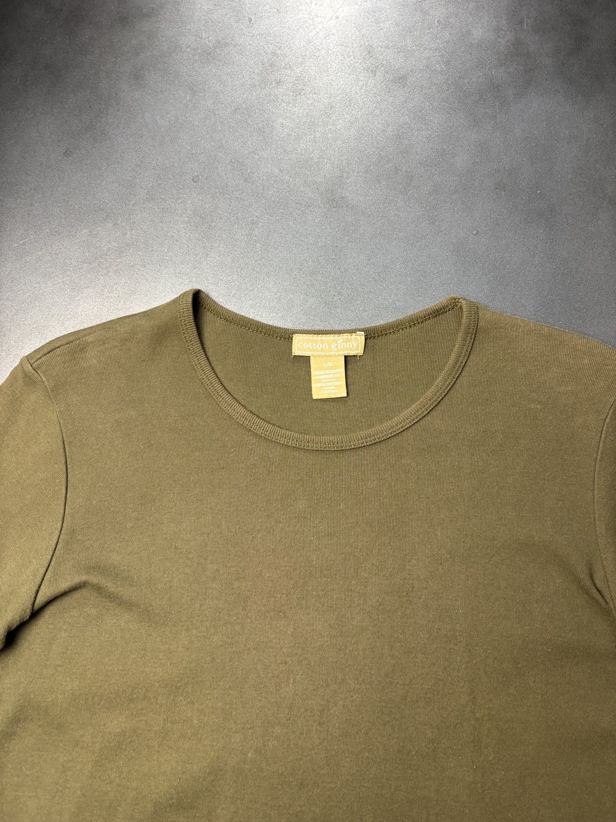 Vintage Y2K 2000s Vintage Tee Drab Olive Green Stretch Jil Sander Size L / US 10 / IT 46 - 4 Thumbnail