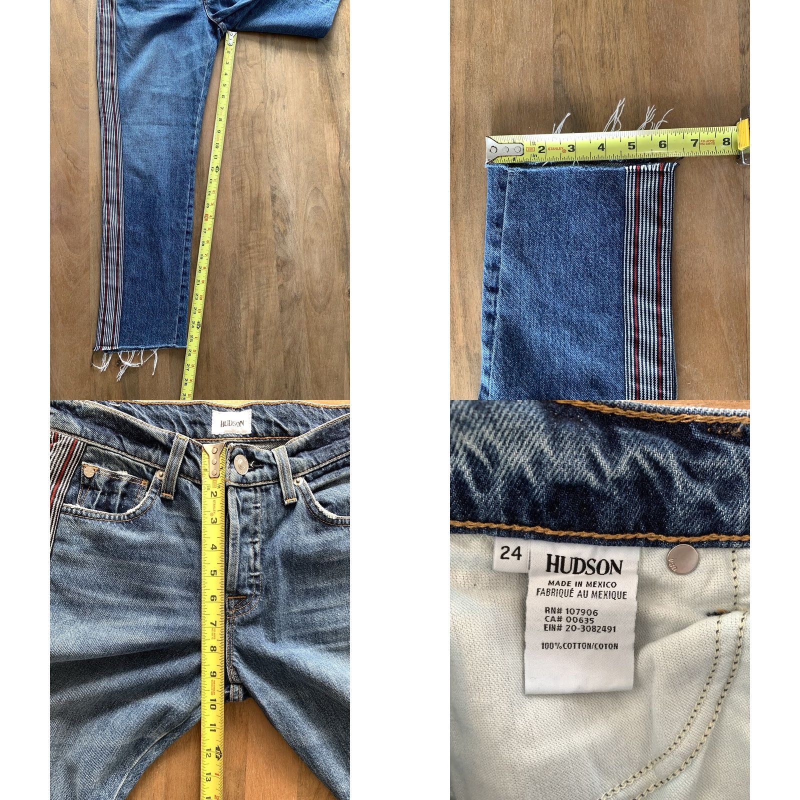 Hudson Hudson Jeans Straight Women 24 Denim Blue Mid Rise Relaxed Straight 5-Pocket Button Fly Crop Size 42" / US 20 - 8 Thumbnail