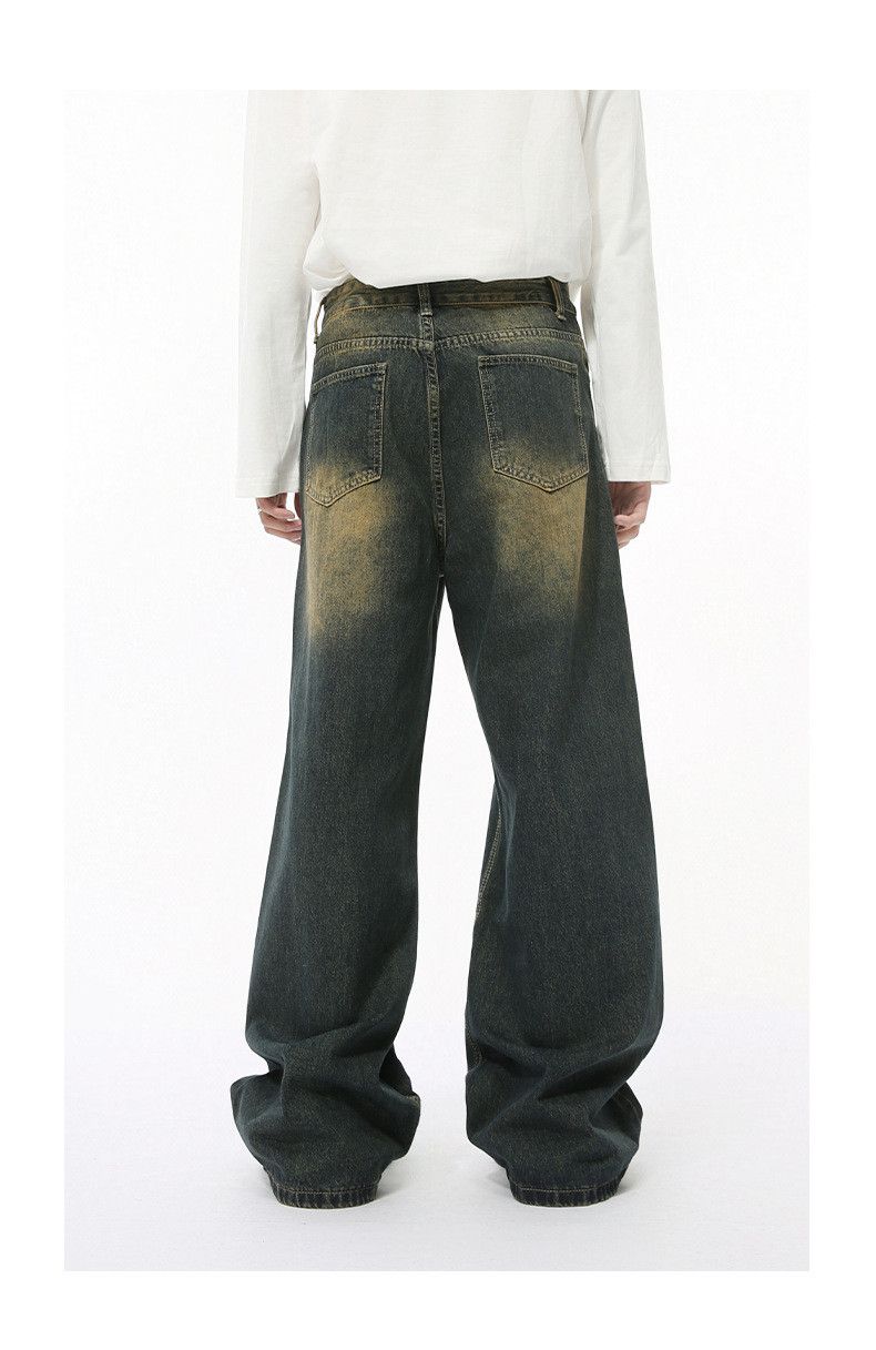 Vintage Japanese style retro distressed wide-leg straight jeans Size US 32 / EU 48 - 4 Thumbnail