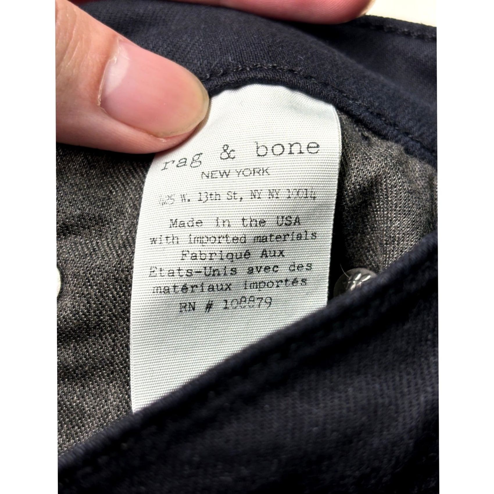 Rag & Bone VINTAGE Rag & Bone Black Skinny Jeans Womens 24 AGED BLACK W16900337 Cotton Blend Size 42" / US 20 - 7 Thumbnail