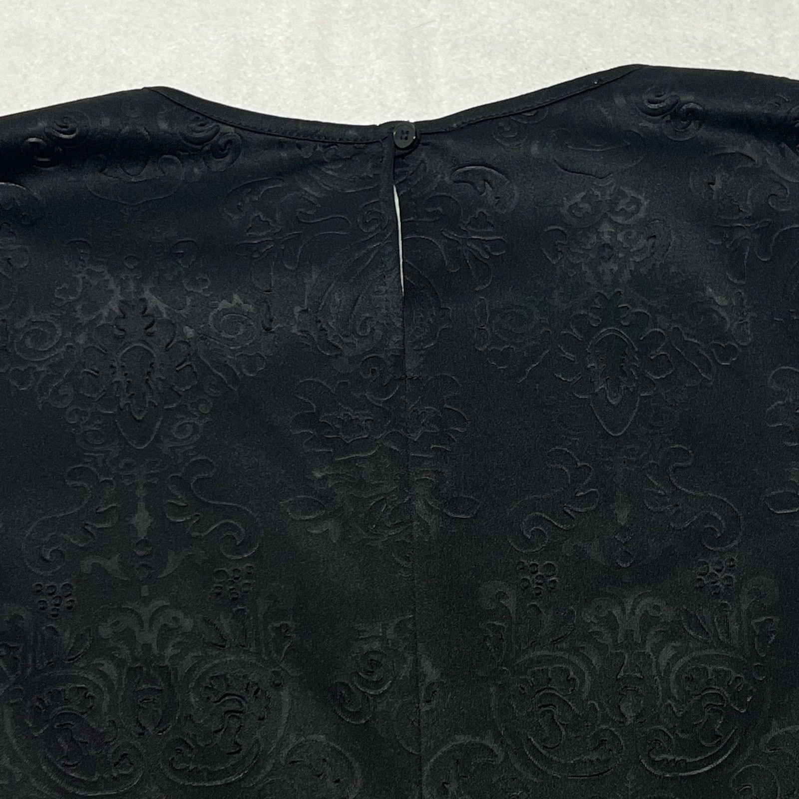 JCPenney Libby Edelman Black Patterned Embossed Bell Sleeve Dress Size L / US 10 / IT 46 - 10 Thumbnail