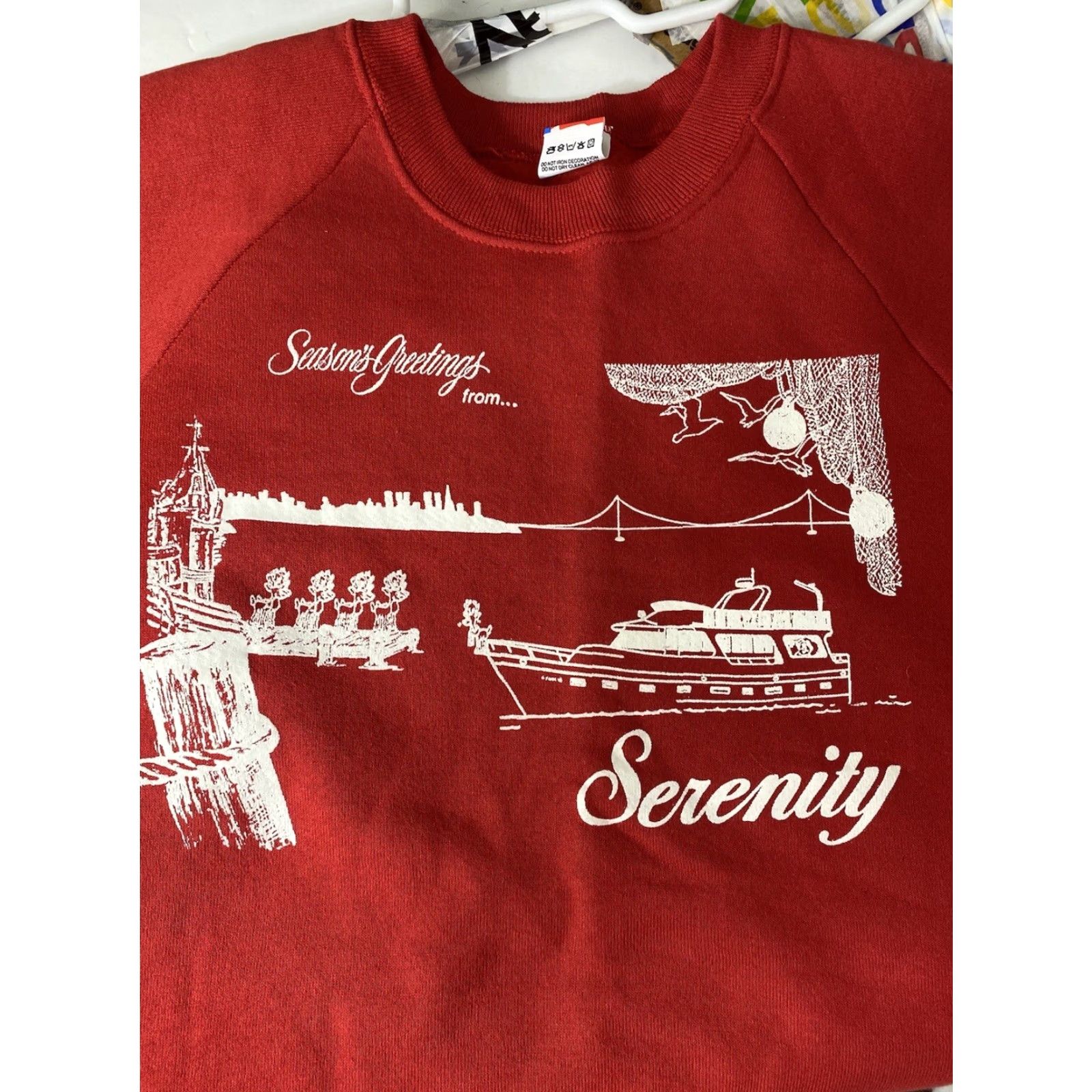 Fruit Of The Loom VINTAGE Fruit of the Loom Unisex L Red Christmas Crew Neck Sweater Size US L / EU 52-54 / 3 - 3 Thumbnail