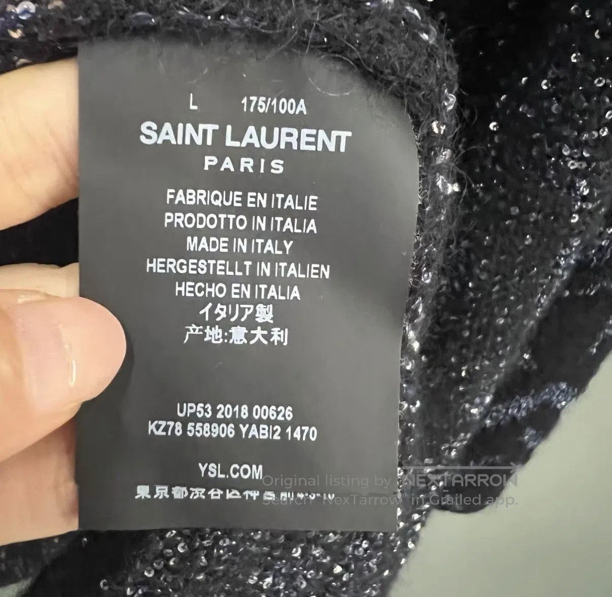 Saint Laurent Paris Black Sequined Hooded Sweater - Size L. Size US L / EU 52-54 / 3 - 3 Thumbnail