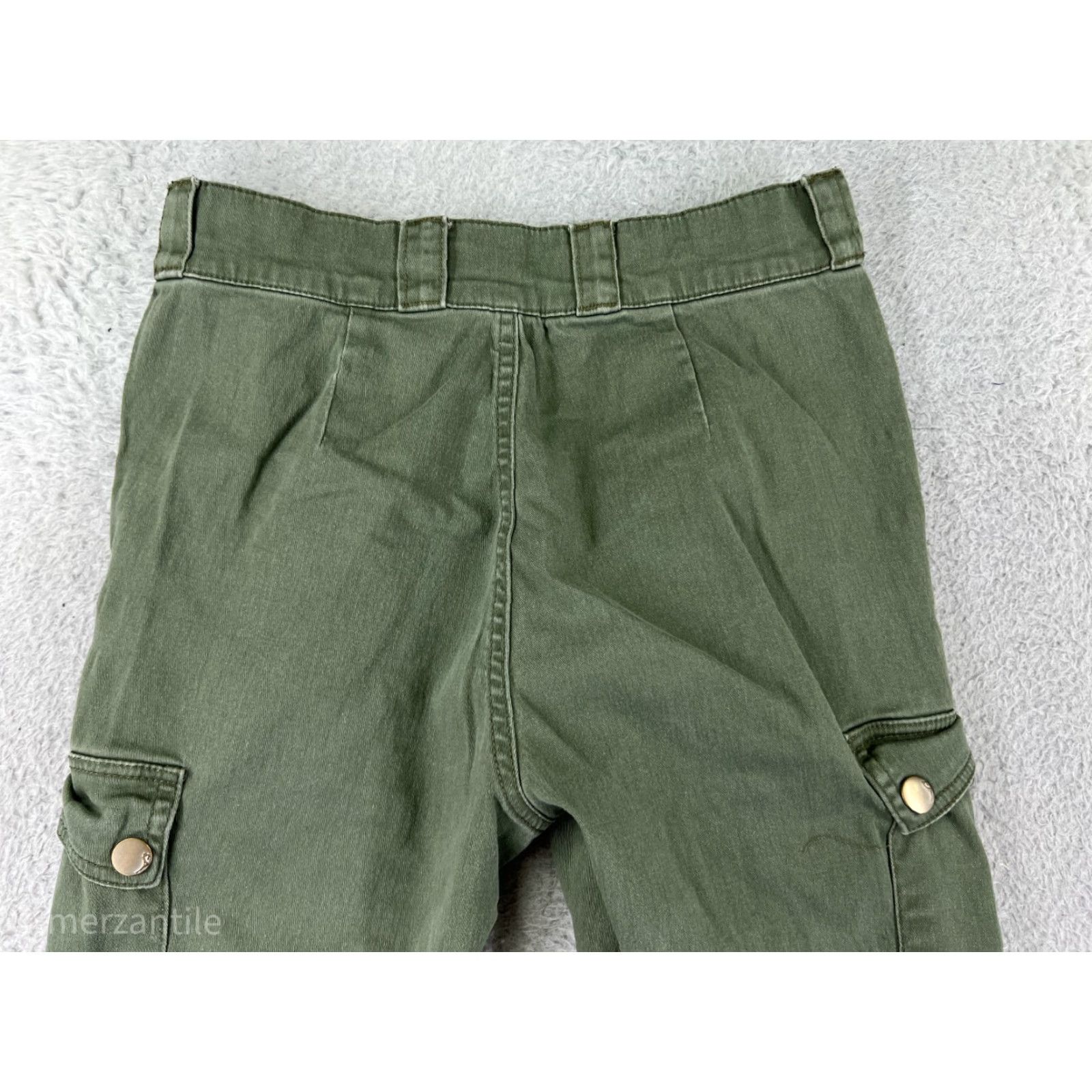 Vintage Dollhouse Womens Pants Cargo 5 Green Army Cotton Blend Distressed Size 27" / US 4 / IT 40 - 3 Thumbnail