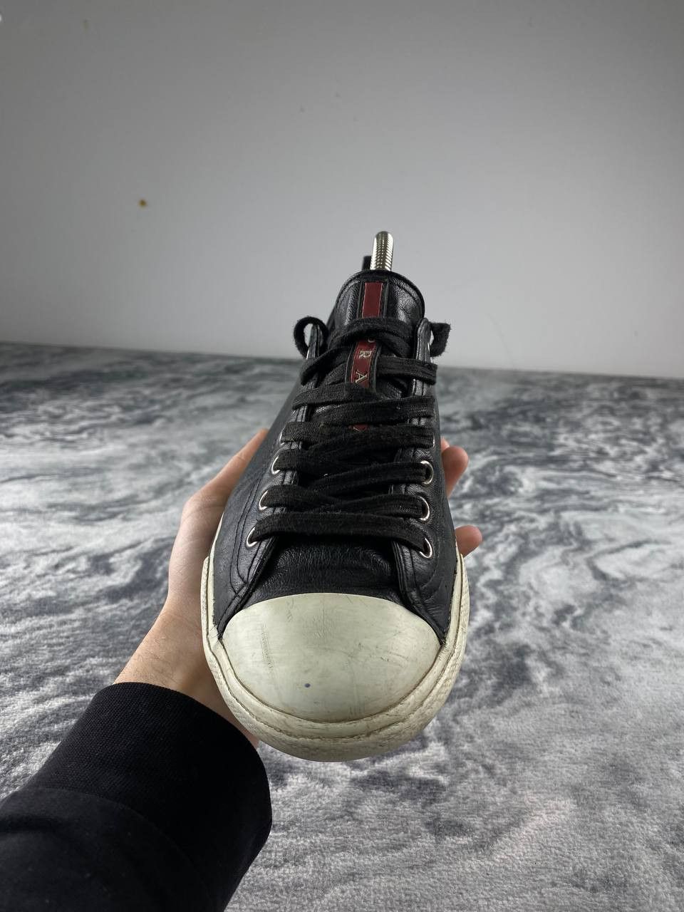Prada Prada Red Tab Leather Low Trainers Men Size 7 Black Size US 7 / EU 40 - 5 Thumbnail