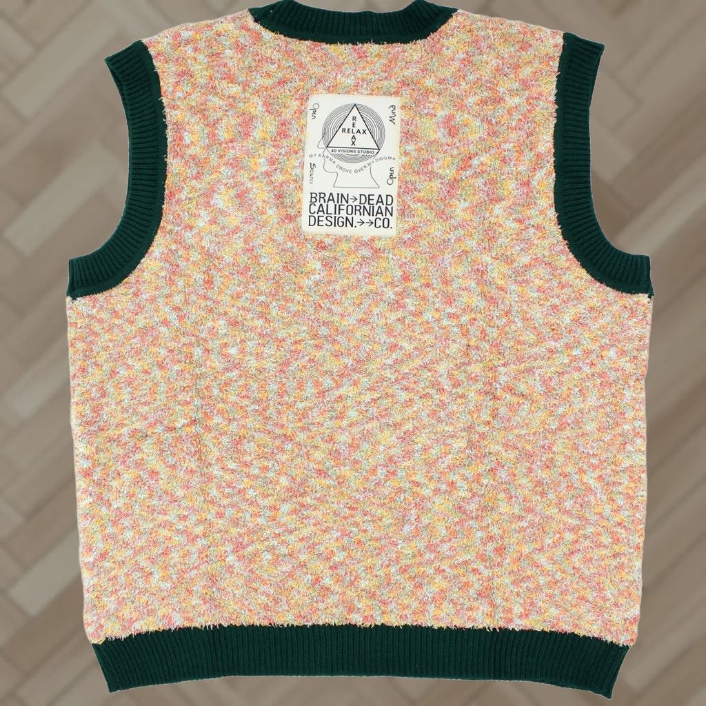 Brain Dead Brain Dead Vest Shirt XL Multicolor Striped Teddy Fur Sweater Vest, No Collar, Logo, All Seasons, Regular Fit Mens Size US XL / EU 56 / 4 - 1 Thumbnail