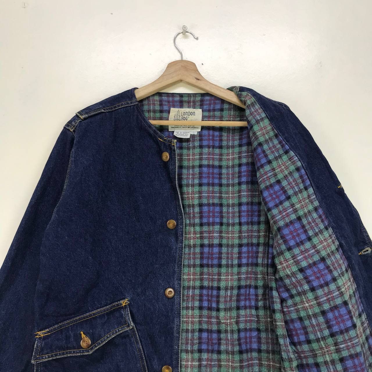 London Fog Vintage London Fog Collarless Denim Jacket Size US S / EU 44-46 / 1 - 4 Thumbnail