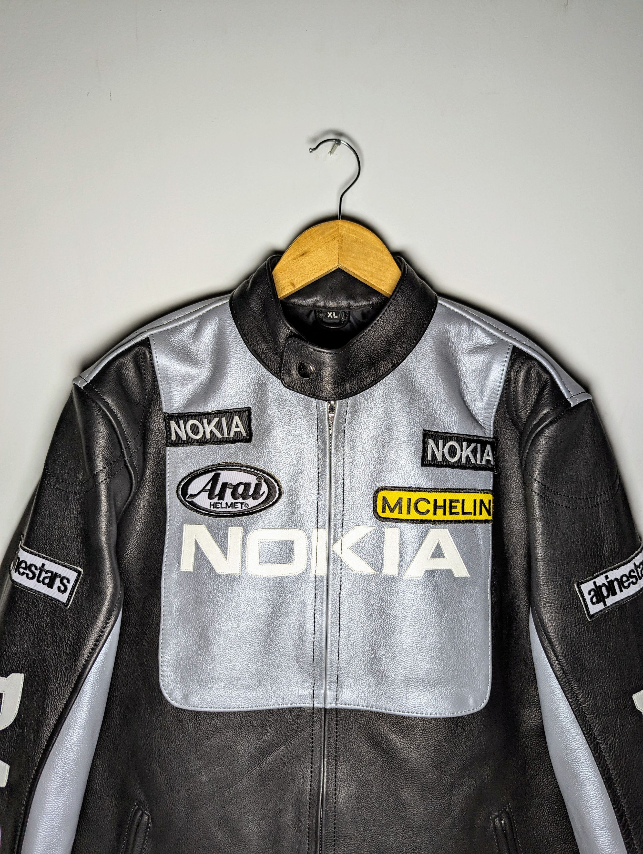 Vintage 💸 Nokia 🔥 VINTAGE RACING LEATHER JACKET Biker Size US XXL / EU 58 / 5 - 5 Thumbnail