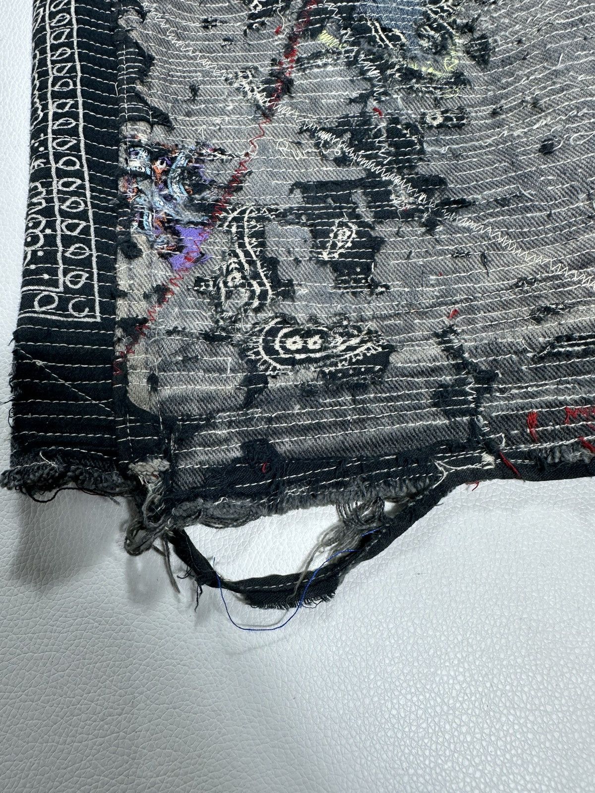 Handmade Custom Made Distressed Paisley Patchwork hemless Jeans pants Size US 30 / EU 46 - 8 Thumbnail