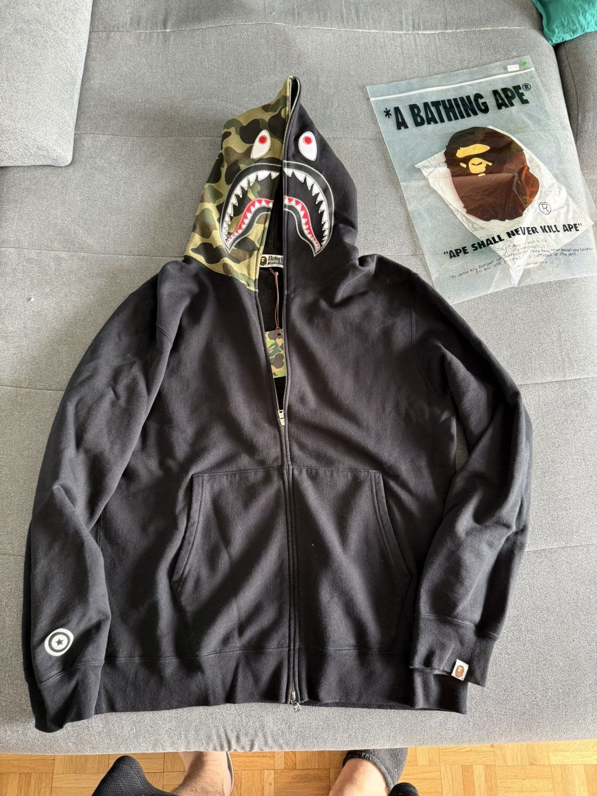 Bape 3XL 1st Camo Shark Applique Full Zip Hoodie Size US XXL / EU 58 / 5 - 1 Thumbnail