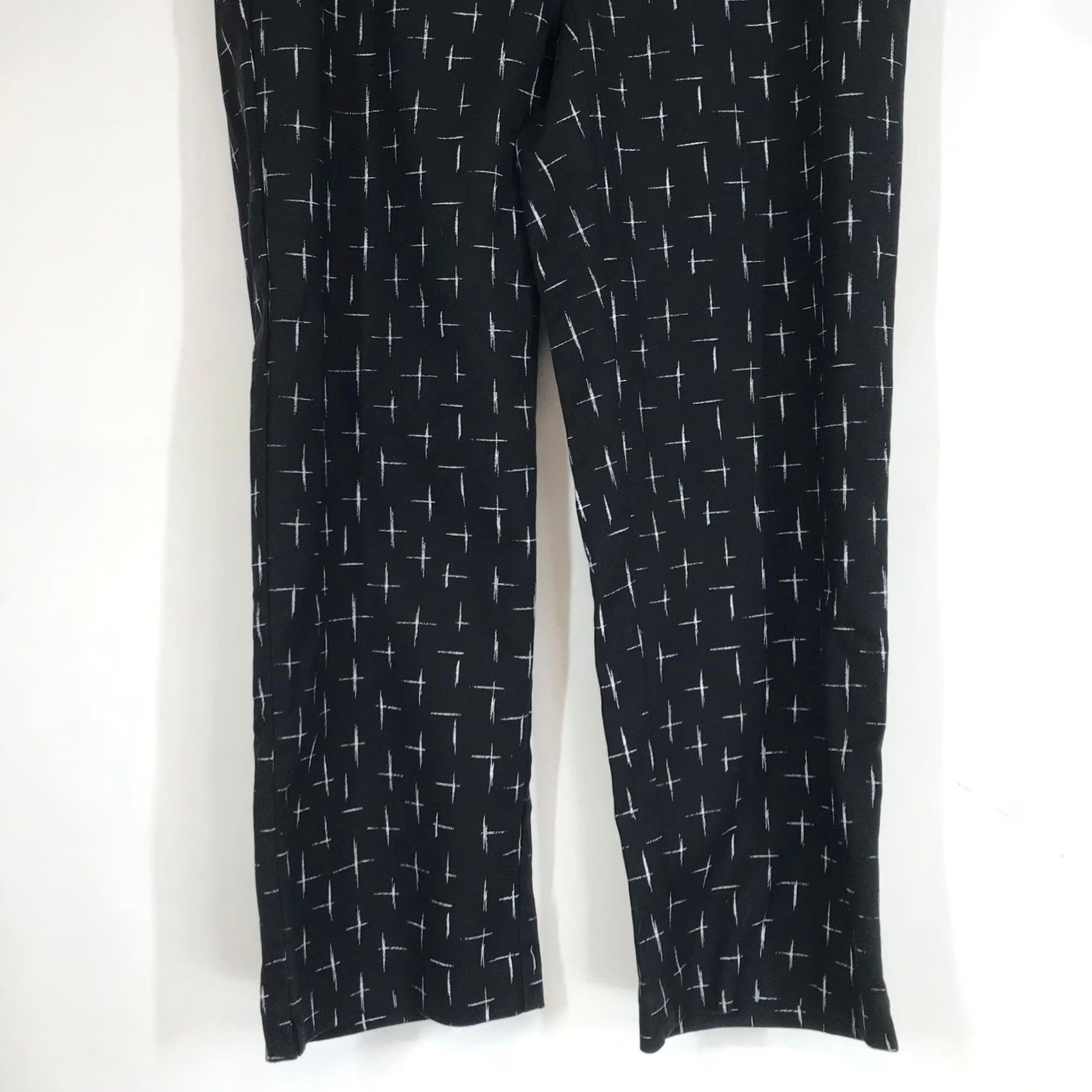 Vintage J Jill Black White Geometric Print Dress Pants Trousers Size 8 Knit Stretch Straight Front Women's Pants Size 30" / US 8 / IT 44 - 3 Thumbnail