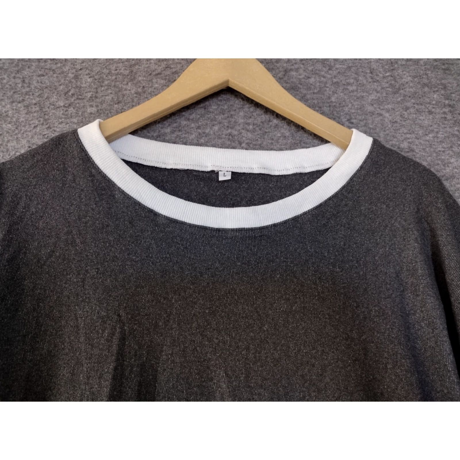 Vintage Sweatshirt Women’s L Loose Gray with White Collar Pullover Activewear Shirt Adult Large Gray Size L / US 10 / IT 46 - 3 Thumbnail