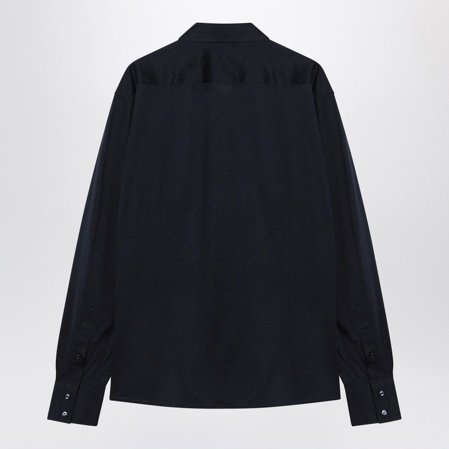 Brunello Cucinelli o1d2blof0226 Silk And Cotton Shirt in Navy Blue Size US M / EU 48-50 / 2 - 2 Thumbnail