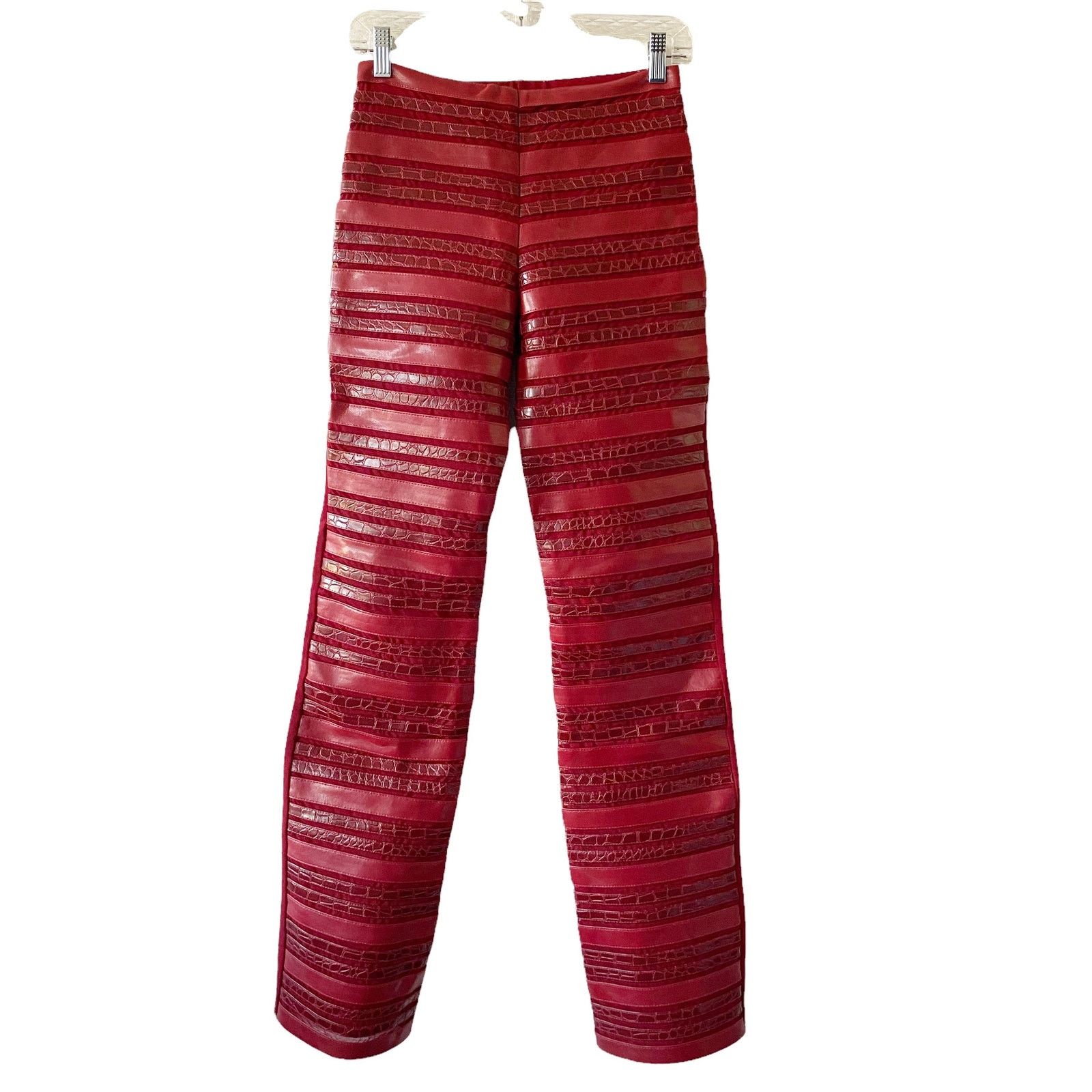 Vintage Vintage SAGAIE Y2K Faux Leather Mesh Stripe Stretch Pants Size 27" / US 4 / IT 40 - 1 Thumbnail