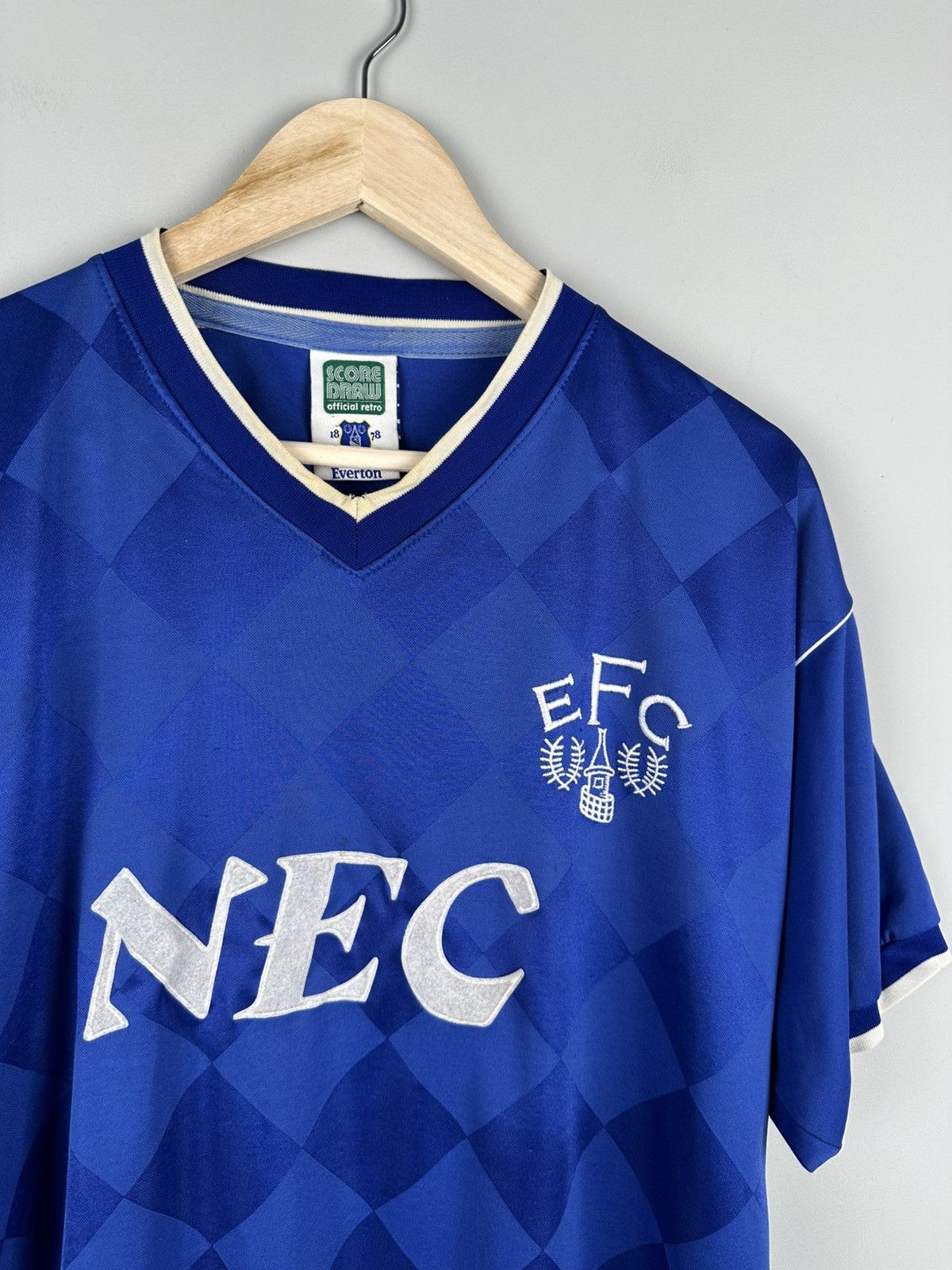 Vintage Vintage 90s Retro Score Draw Everton Soccer Jersey Size US XL / EU 56 / 4 - 4 Thumbnail