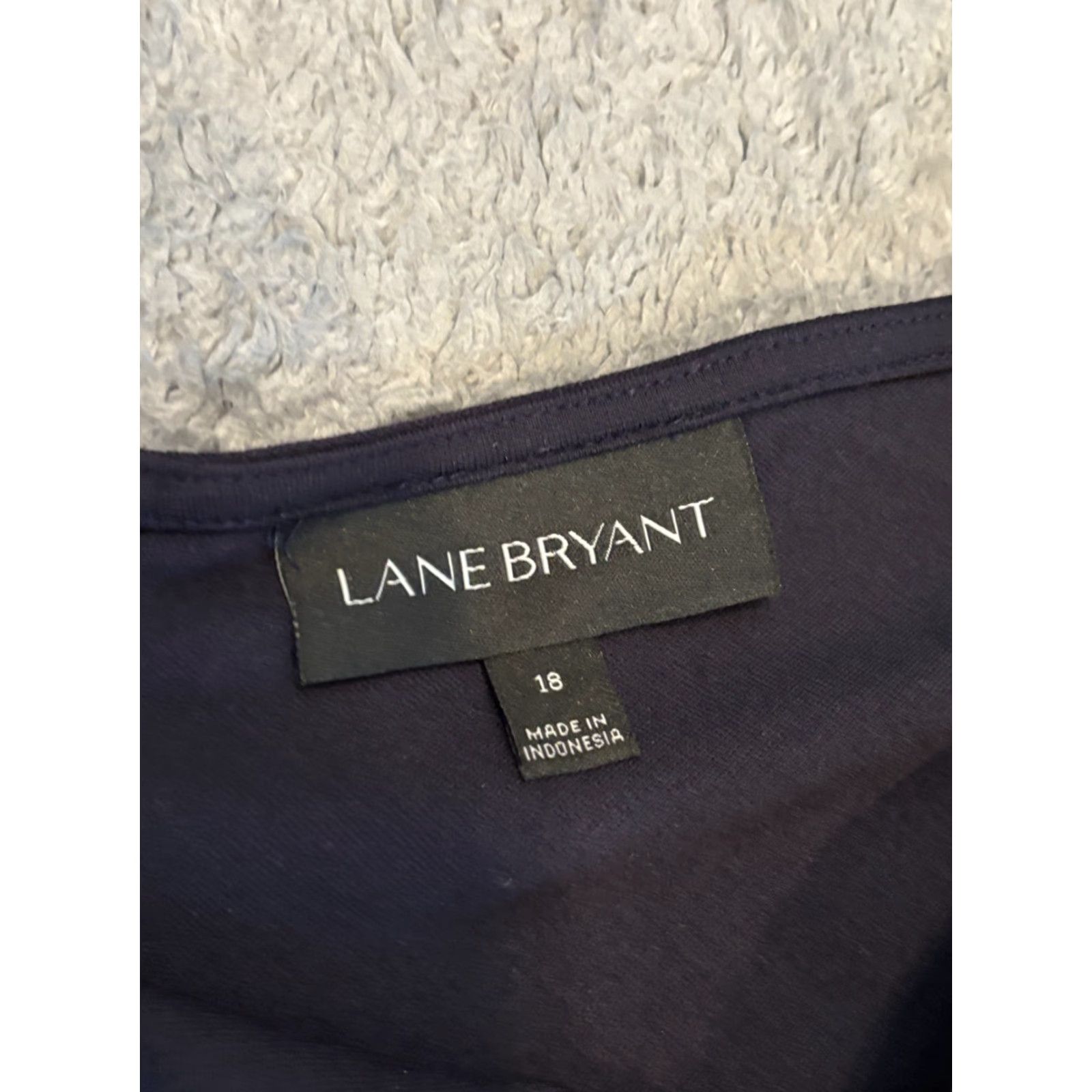 Vintage Lane Bryant Dress Womens 18 Navy Blue V Neck Lace Accent 3/4 Sleeve - Plus Size A-Line Knee Length Casual Party/Cocktail Mens/Womens Size XXL / US 16-18 / IT 52-54 - 2 Thumbnail