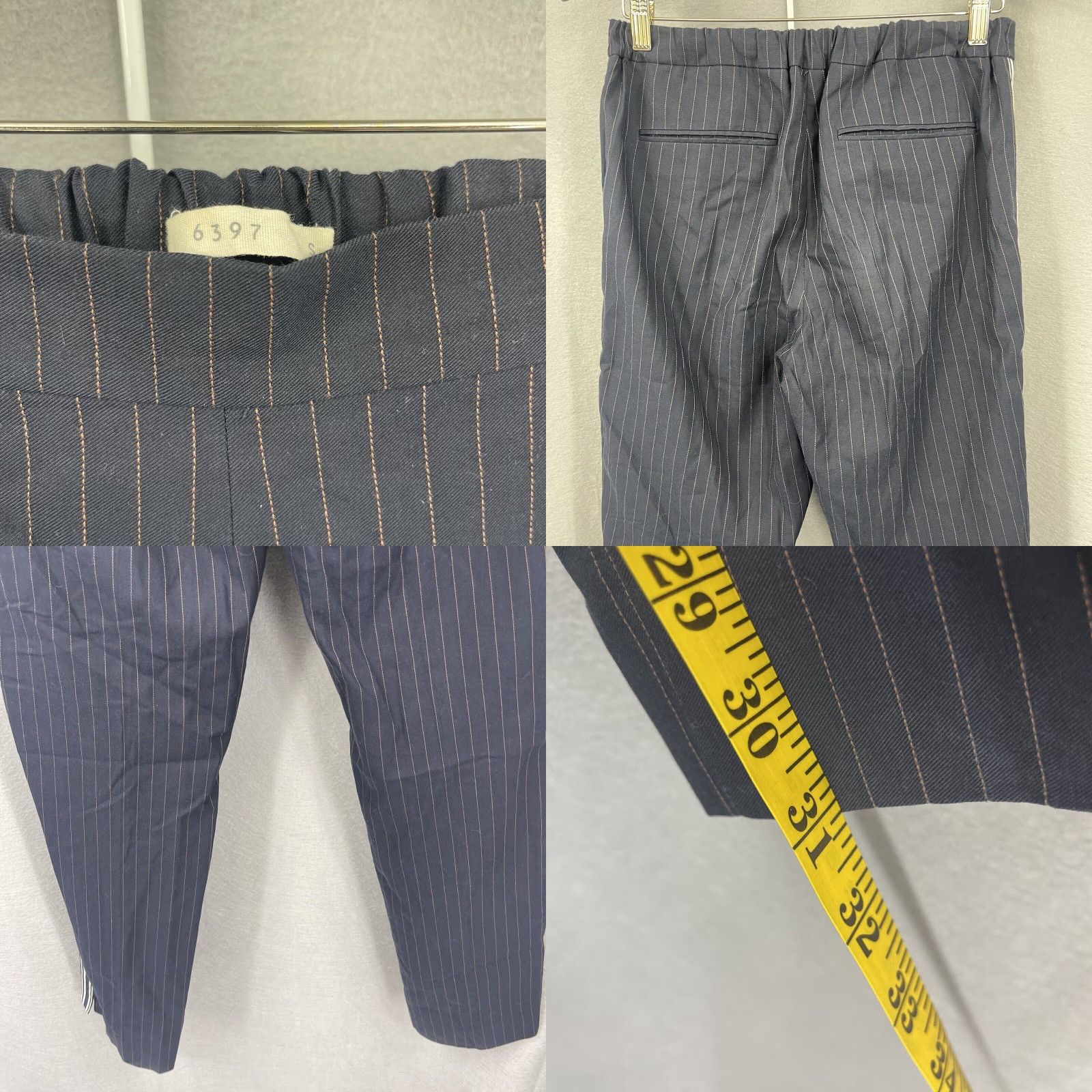 6397 VINTAGE 6397 Women's Wool Blend Striped Pants Ankle Style Mid Rise Casual Office Blue S Preppy Size 28" / US 6 / IT 42 - 8 Thumbnail