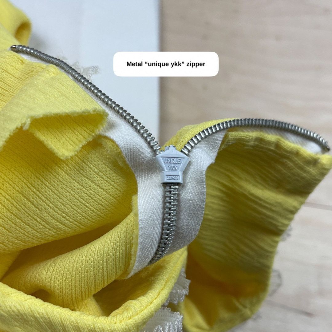 Vintage 1960s Yellow and White Sleeveless A-line Maxi Prom Dress Size M / US 6-8 / IT 42-44 - 6 Thumbnail