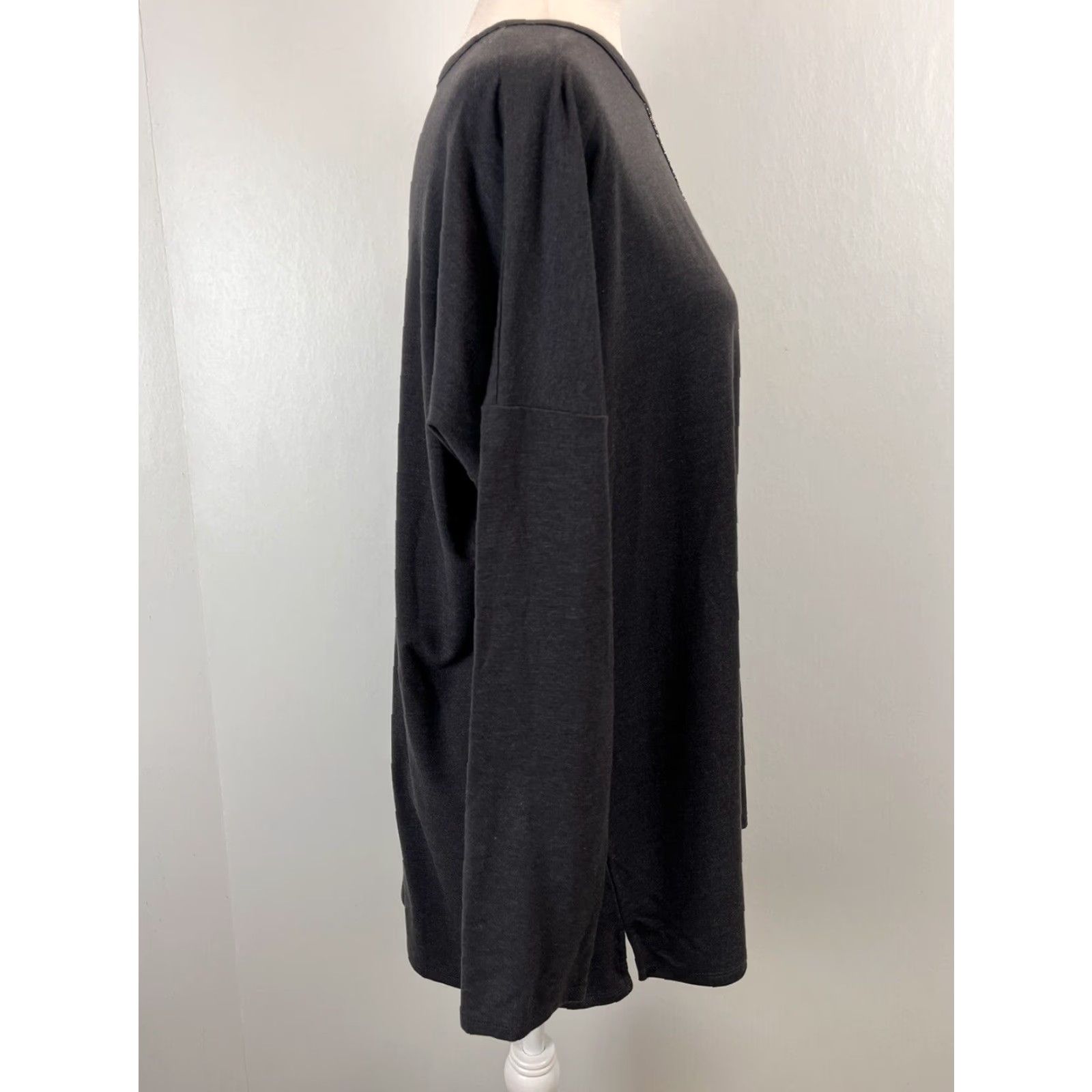 J. Jill J. Jill Tunic Top Gray Medium Womens Long Sleeve Soft Tencel Blend Pullover Round Neck Classic Comfort Size M / US 6-8 / IT 42-44 - 4 Thumbnail
