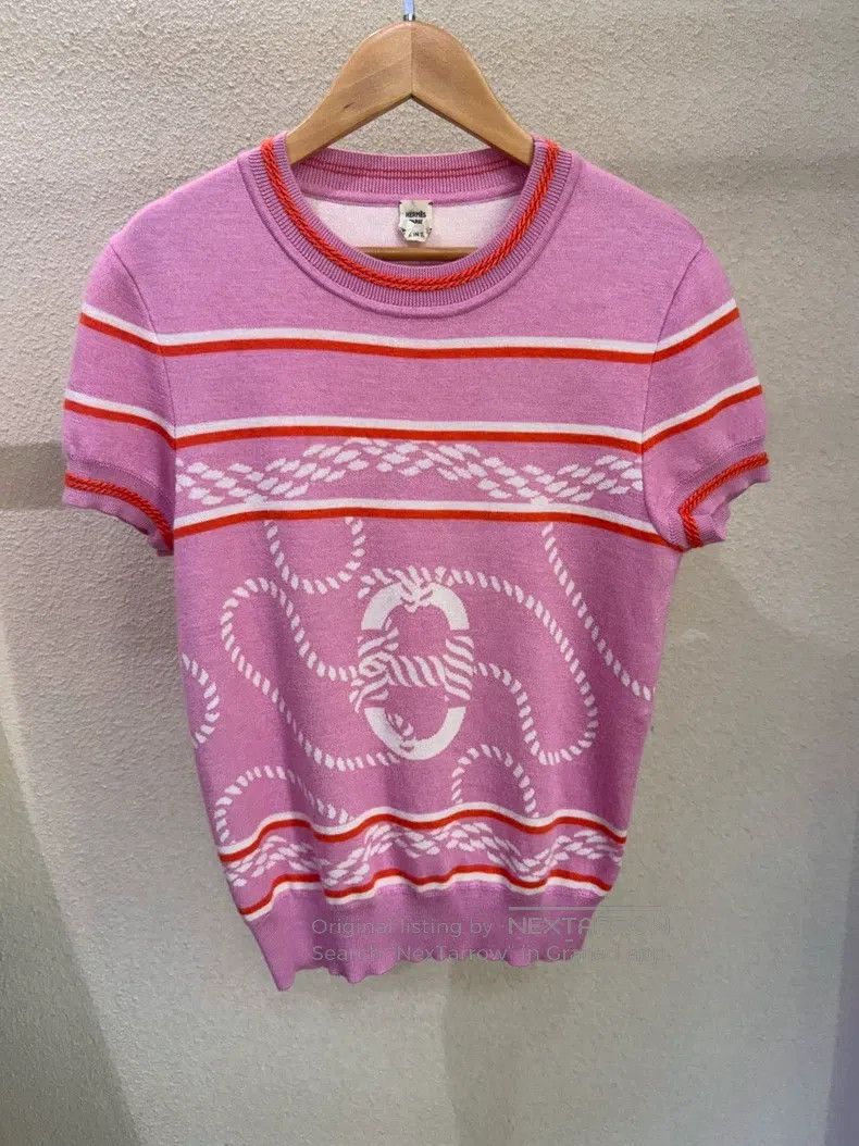 Hermes Hermes Pink Pig Nose Knitted Short-Sleeve Size XS / US 0-2 / IT 36-38 - 1 Thumbnail