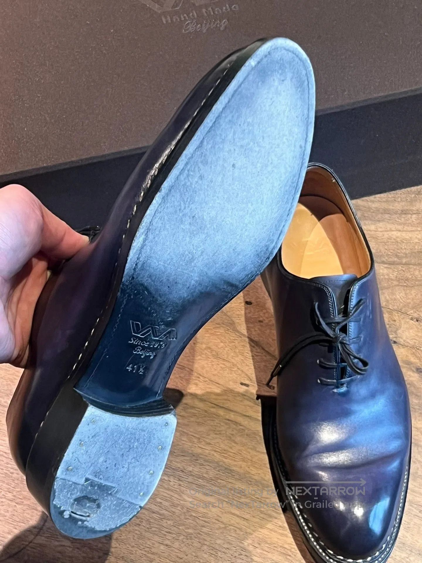 lot78 Handmade Oxford Shoes Black Blue Leather. Size US 8.5 / EU 41-42 - 1 Thumbnail