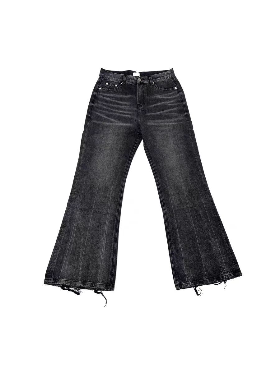 Designer × Jean × Vintage Washed and distressed Y2K leg ripped micro flare jeans Size US 32 / EU 48 - 4 Thumbnail