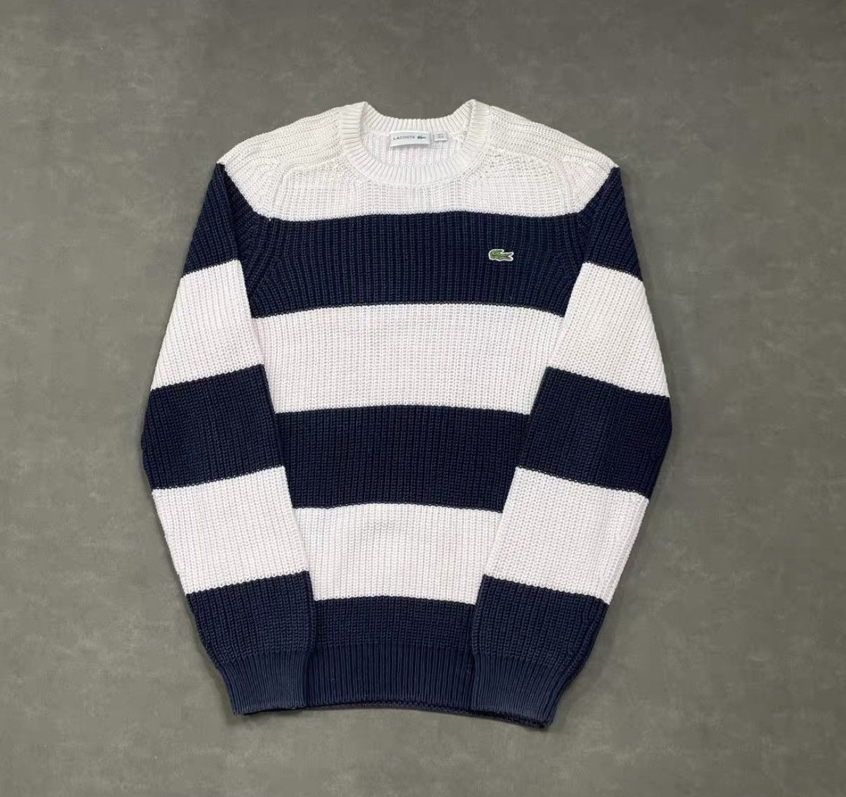 Lacoste LACOSTE Blue & White Striped Knit Sweater J16 Size US M / EU 48-50 / 2 - 1 Thumbnail