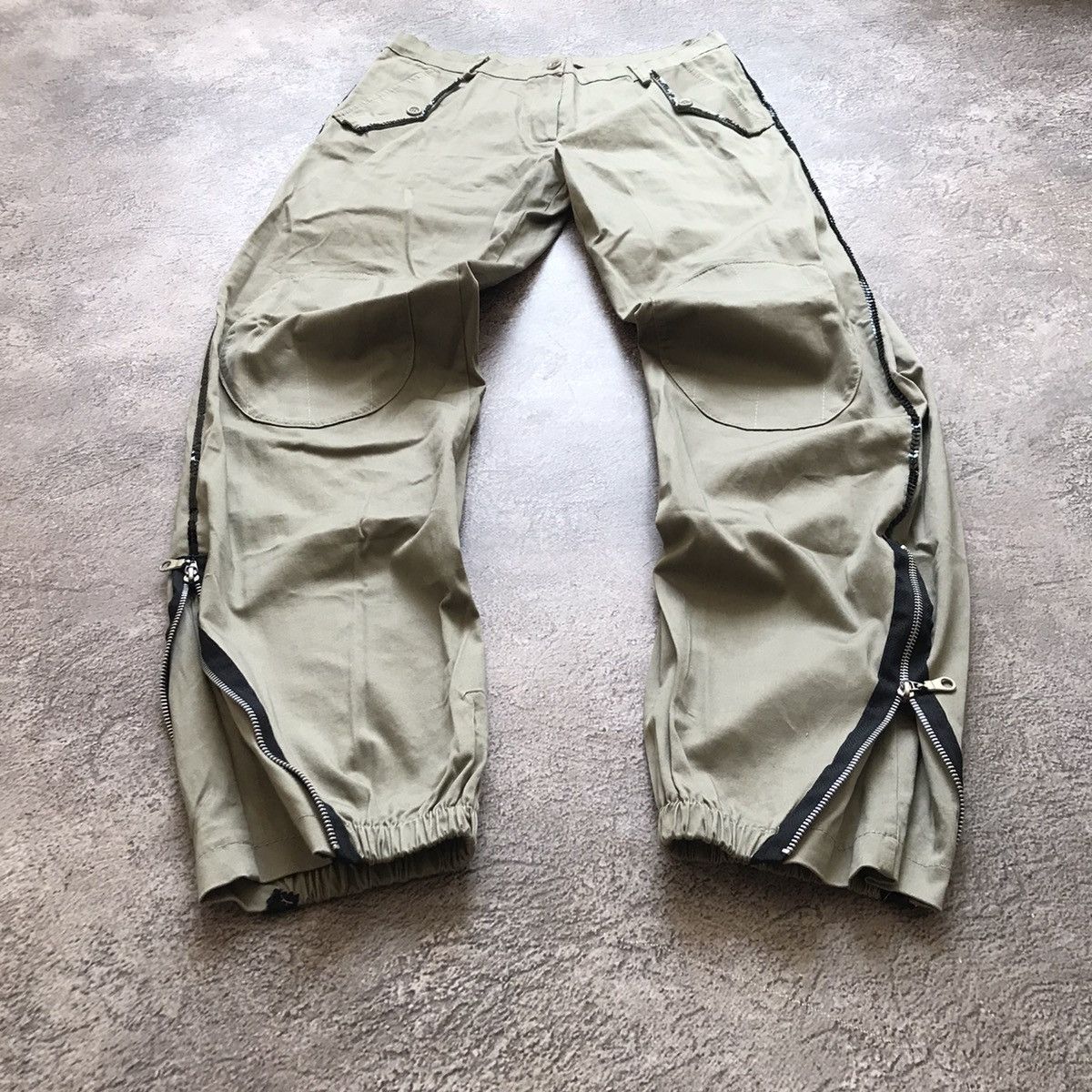 VINTAGE SWEATPANTS ZIP FLARED PARACHUTE SPRING JAPAN 90S