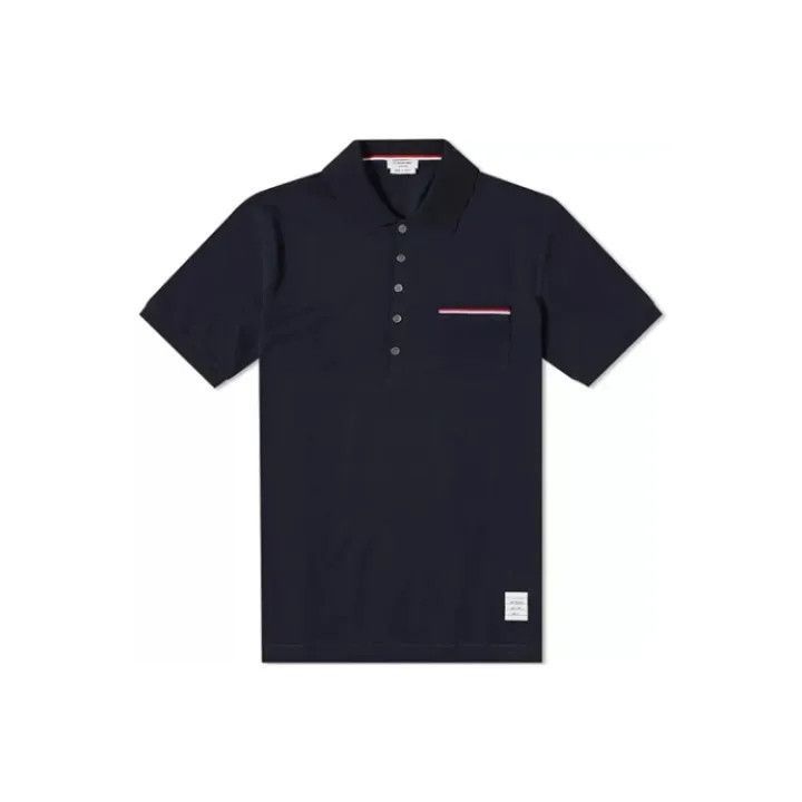 Thom Browne Navy Short Sleeve Polo Shirt -2507