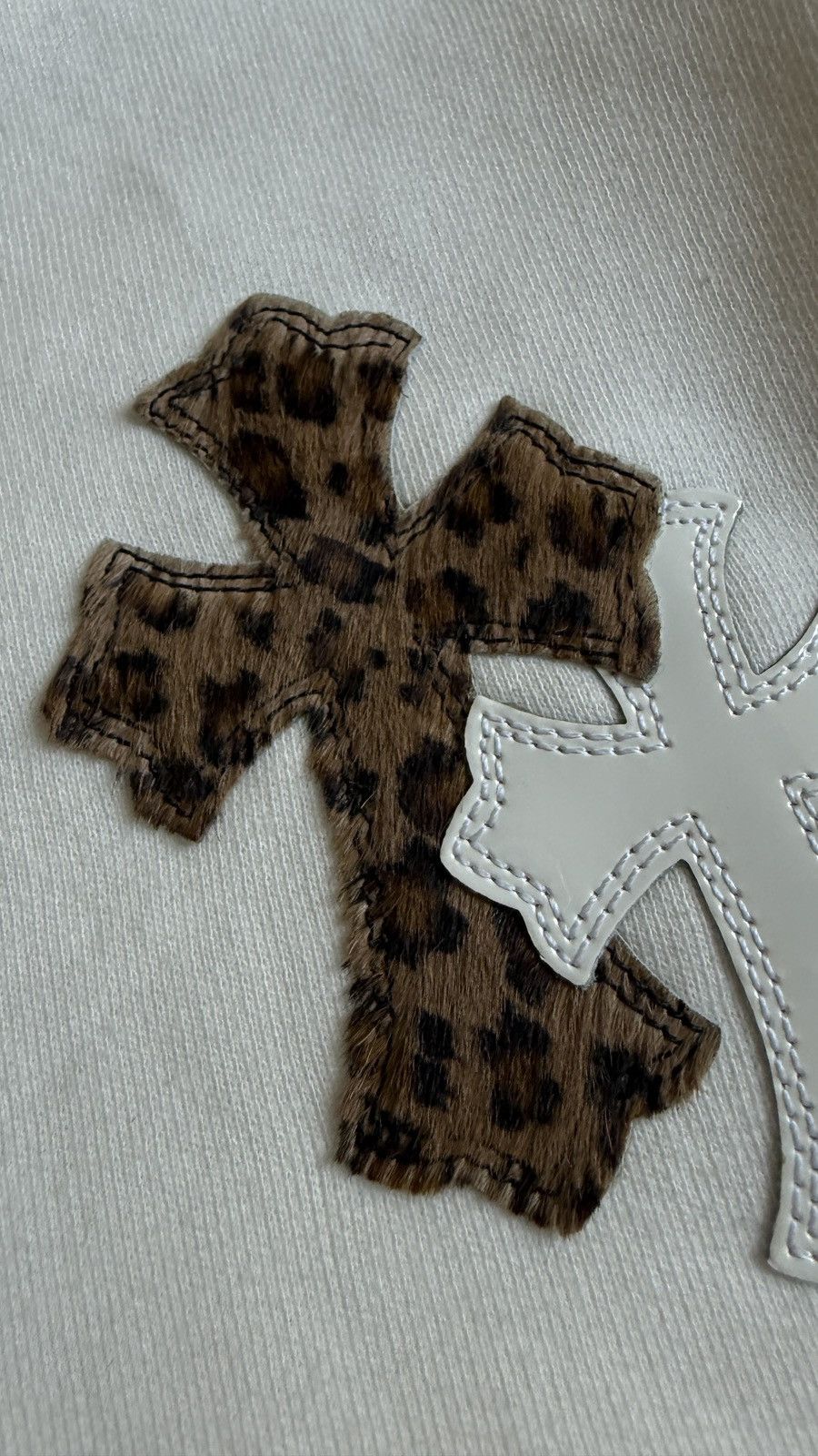 Chrome Hearts RARE! Chrome Hearts White & Leopard Cross Patch Sweatshirt. Size US S / EU 44-46 / 1 - 4 Thumbnail
