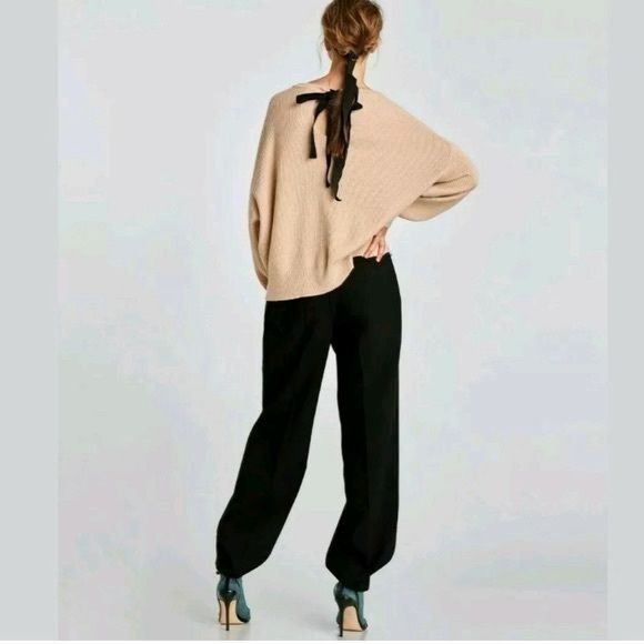 Zara Zara Knit Pale Pink Sweater Ribbed Texture Bow Back Detail Size S / US 4 / IT 40 - 3 Thumbnail