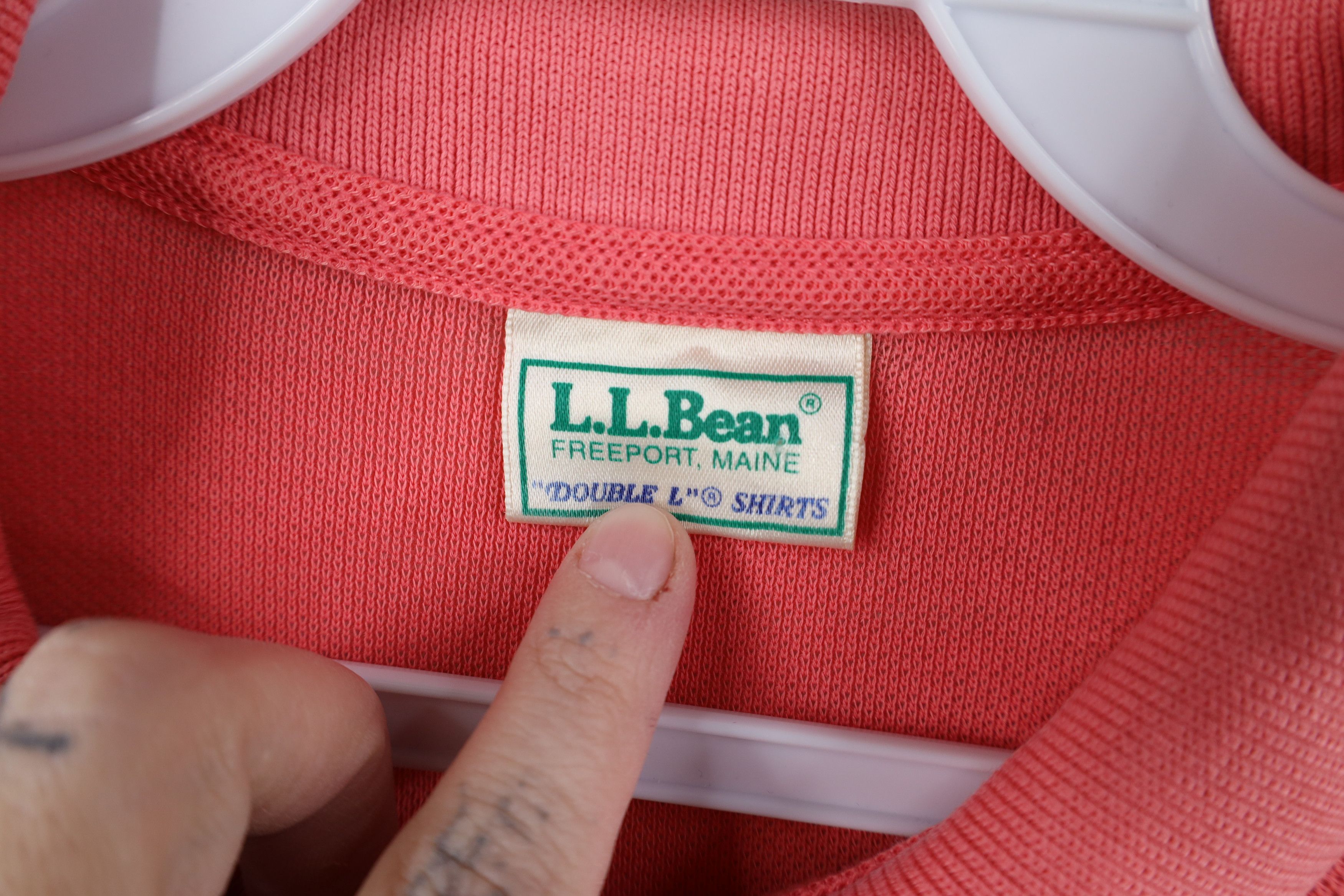 L.L. Bean Vintage 90s LL Bean Double L Cotton Knit Golf Polo Pink USA Size US XL / EU 56 / 4 - 5 Thumbnail