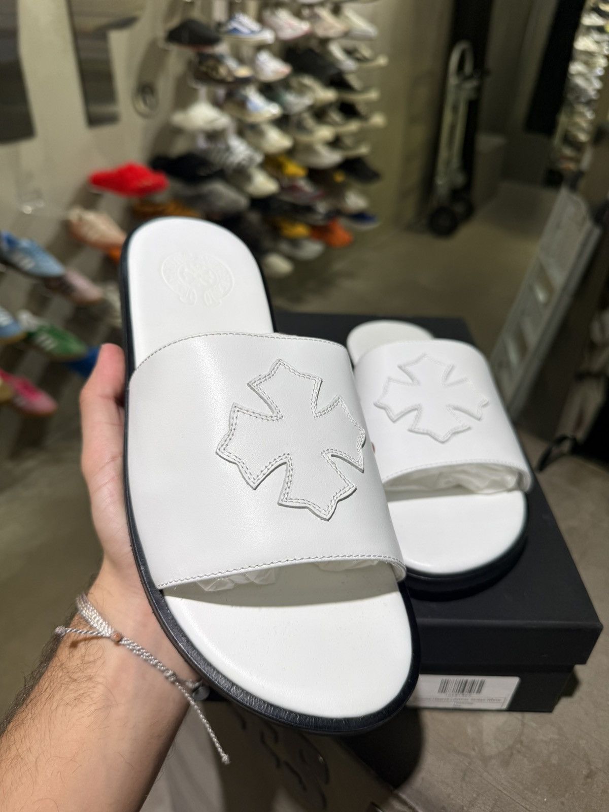 Chrome Hearts Chrome Hearts Leather Slides White Size US 9 / EU 42 - 1 Thumbnail