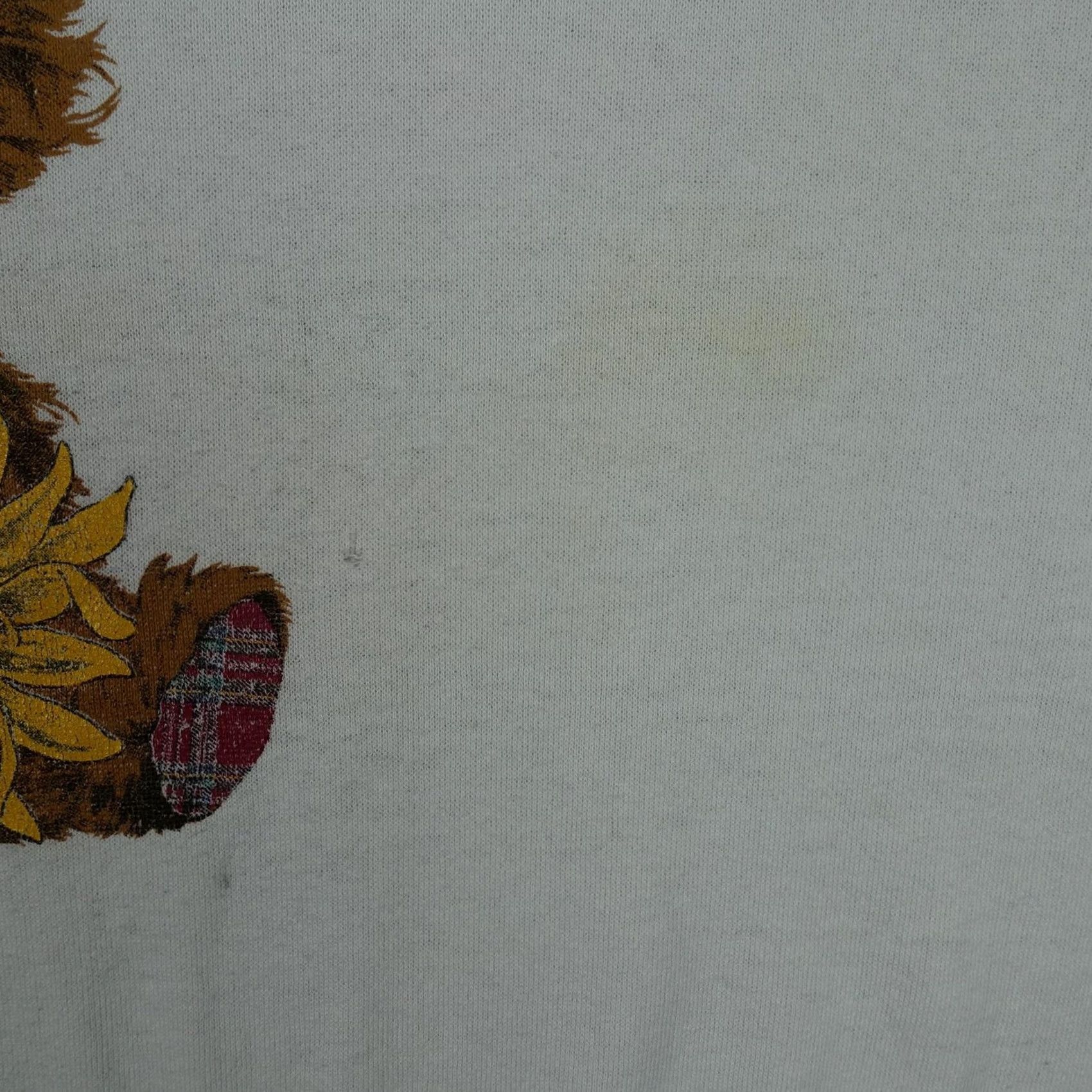 Tultex VINTAGE Tultex Sweatshirt Mens XL White Teddy Bear Sunflower Crewneck 90s VTG Size US XL / EU 56 / 4 - 7 Thumbnail