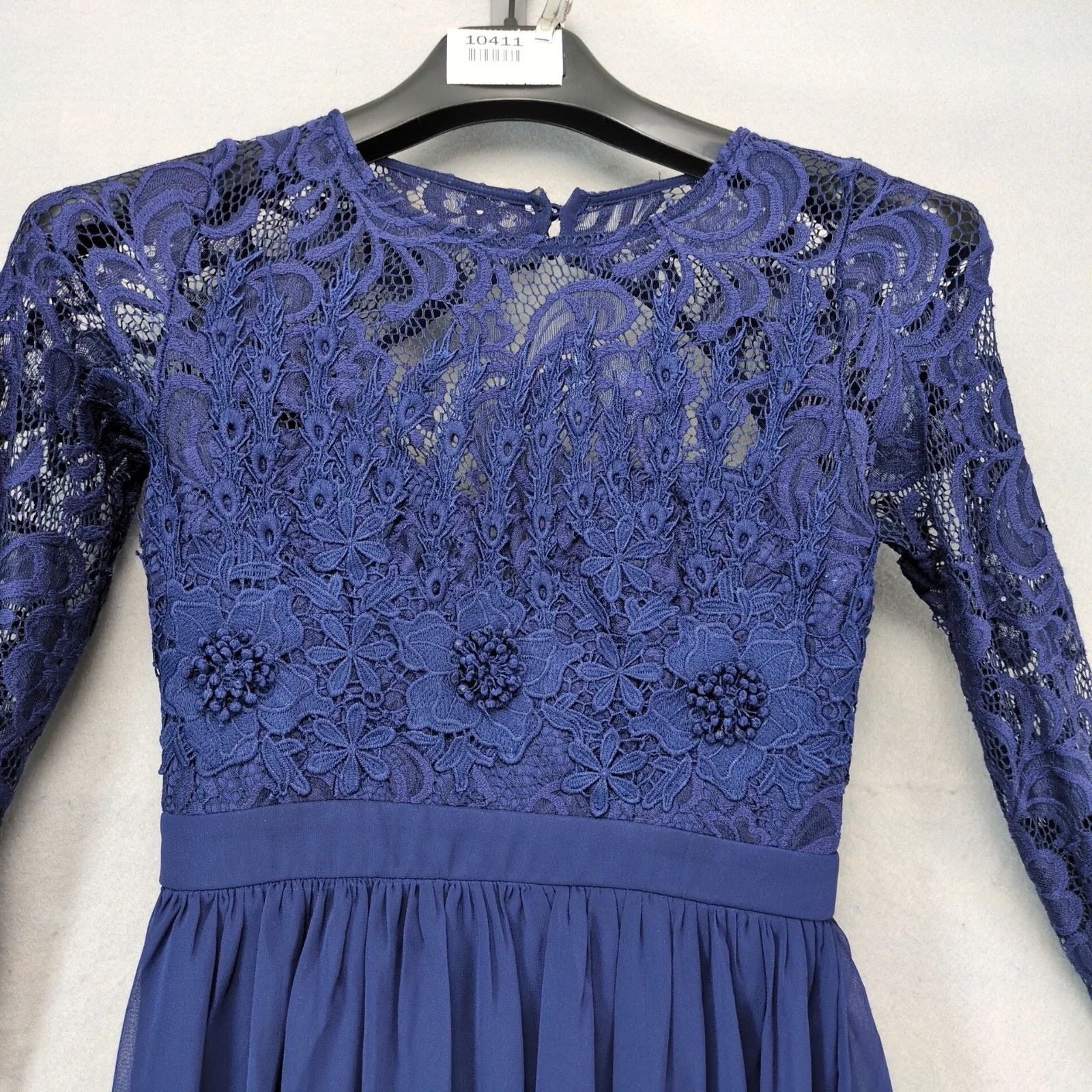 Other Maniju Navy Blue Lace Open Back Maxi Dress S Chiffon Lined Size S / US 4 / IT 40 - 3 Thumbnail