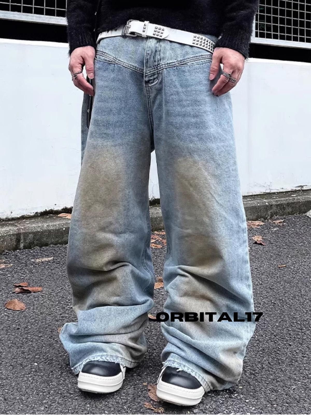 Vintage Blue Mud Washed Baggy Wide Leg Denim Jeans Size US 28 / EU 44 - 1 Thumbnail