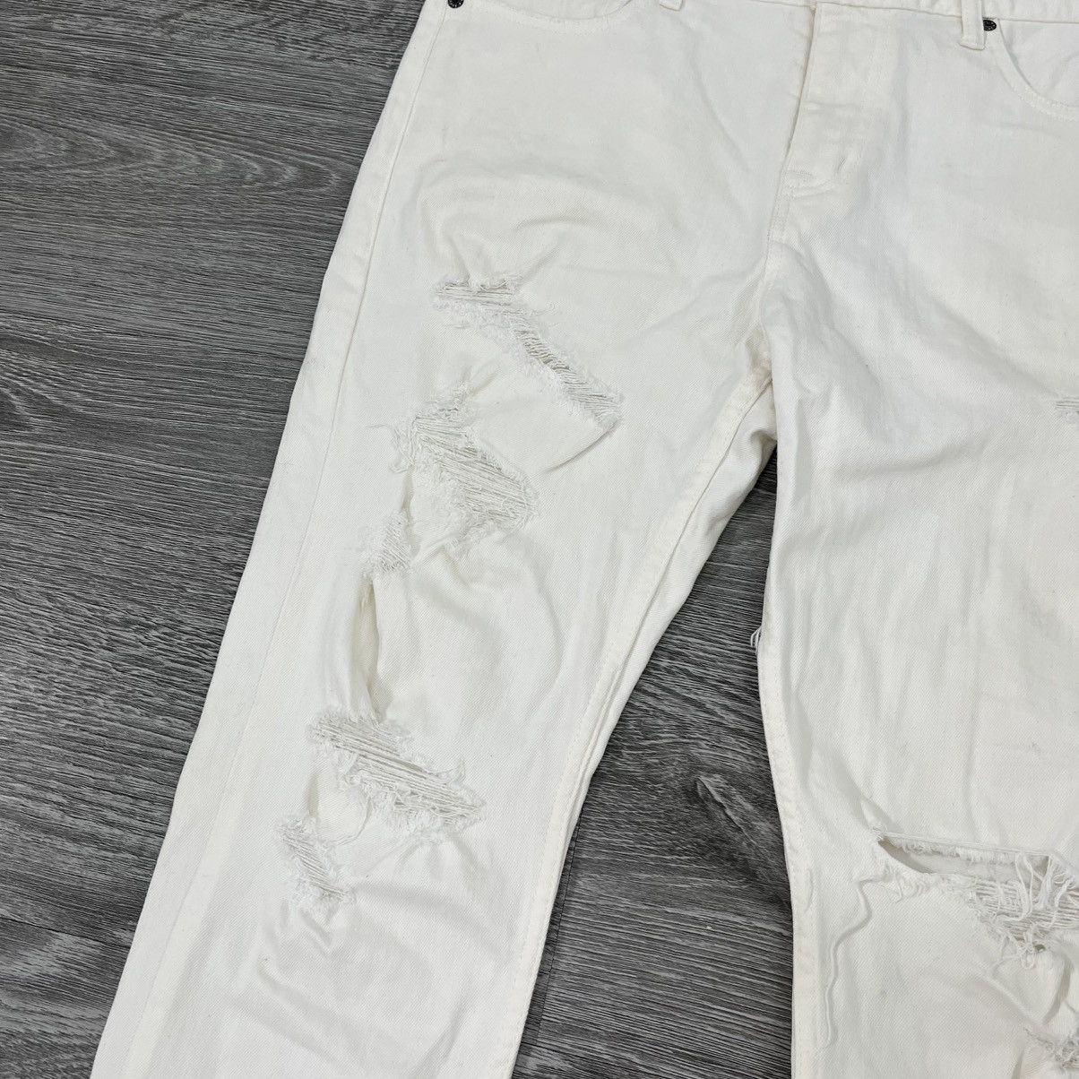 JACKROSE 2000's Jackrose Ripped White Denim Pant Stretch Lgb Style Size US 35 - 3 Thumbnail