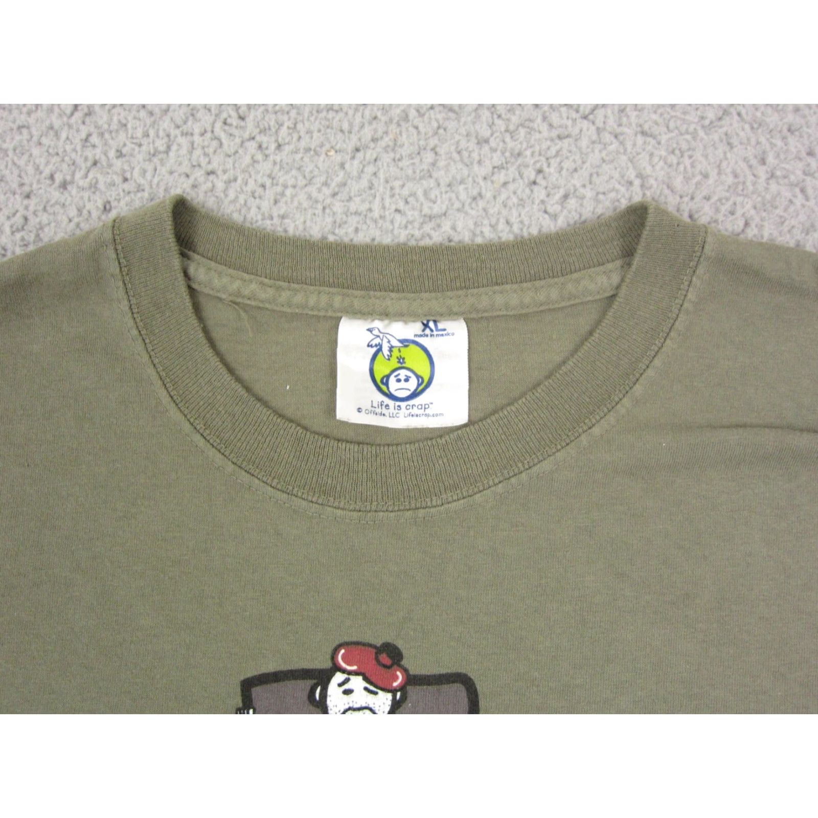 Alife Vintage Life is Crap Shirt Mens XL Green 80s 90s Retro Funny T-Shirt Short Sleeve Crew Neck Logo Cotton Jersey Size US XL / EU 56 / 4 - 4 Thumbnail