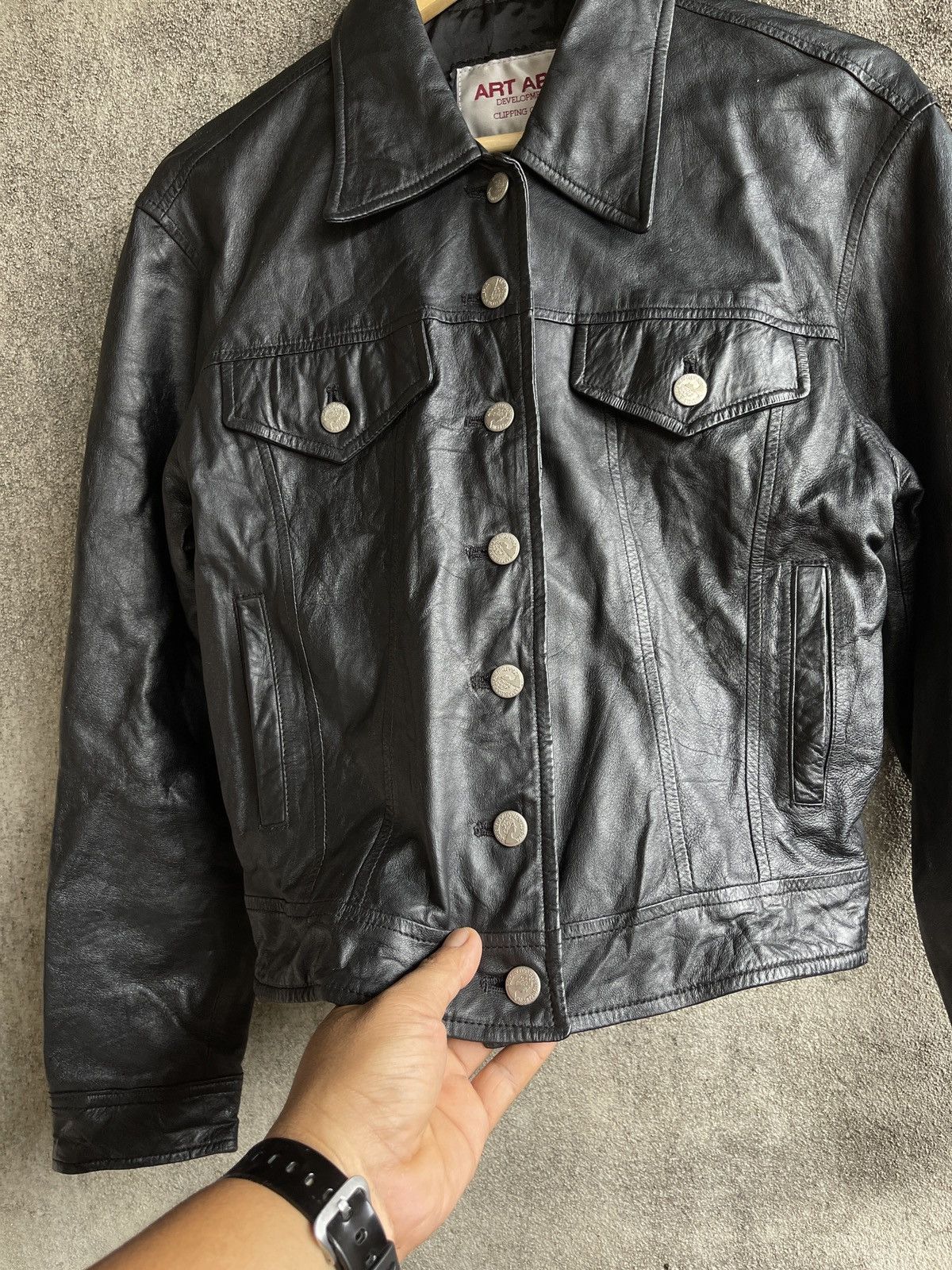 Japanese Brand Rare🔥Vintage ART ABLE Trucker Leather Jacket Size US S / EU 44-46 / 1 - 4 Thumbnail